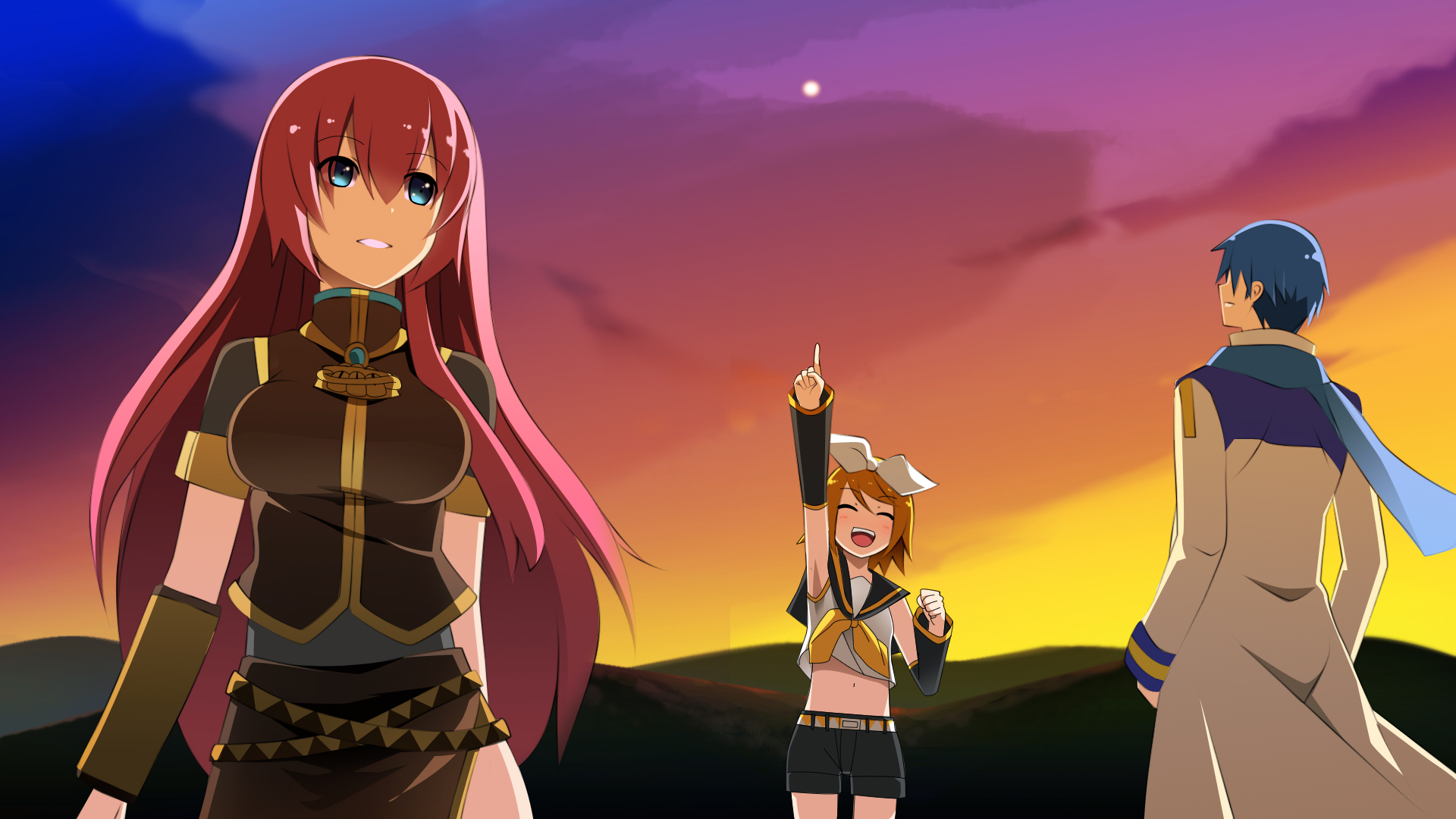 Laden Sie das Vocaloid, Animes, Lukas Megurin, Rin Kagamine, Kaito (Vocaloid)-Bild kostenlos auf Ihren PC-Desktop herunter