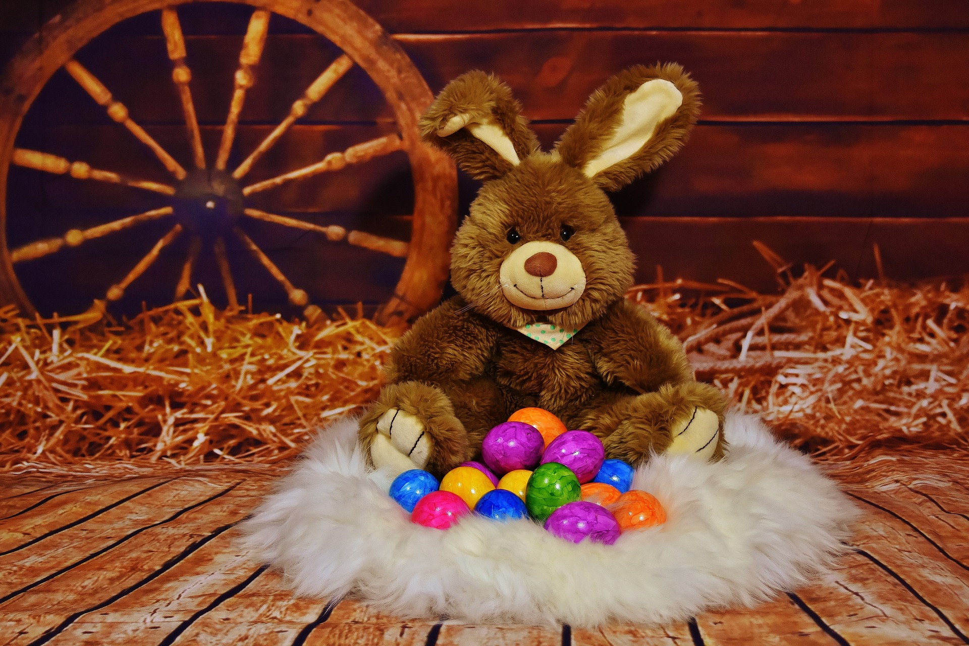 Download mobile wallpaper Easter, Still Life, Holiday, Rabbit, Bunny, Stuffed Animal, Easter Egg for free.