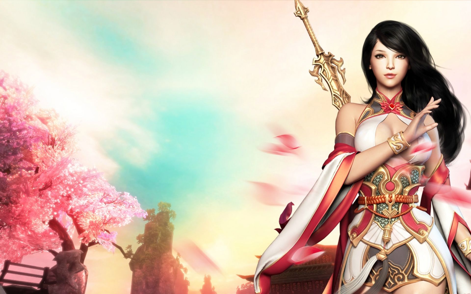 Free download wallpaper Fantasy, Oriental, Black Hair, Long Hair, Women Warrior, Woman Warrior on your PC desktop