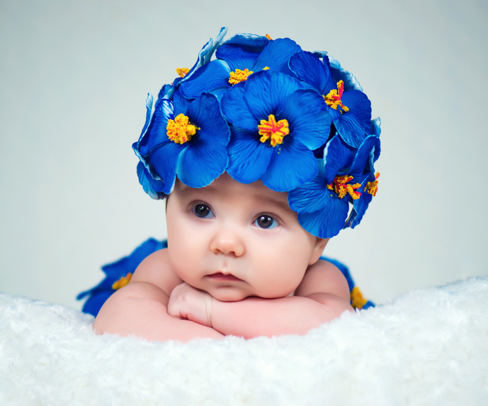 Free download wallpaper Flower, Wreath, Cute, Photography, Baby, Blue Flower on your PC desktop