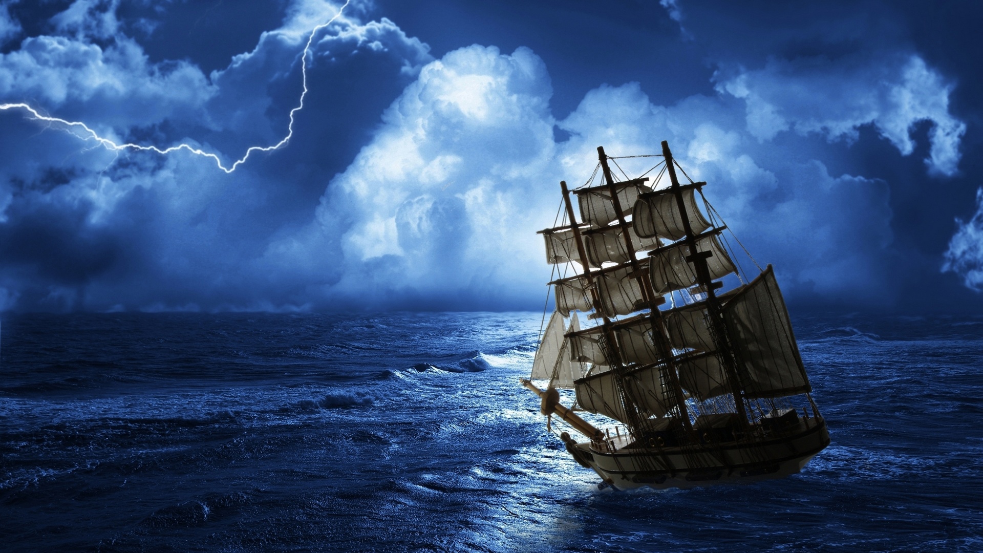 Download mobile wallpaper Fantasy, Sea, Ocean, Ship, Artistic, Wave for free.
