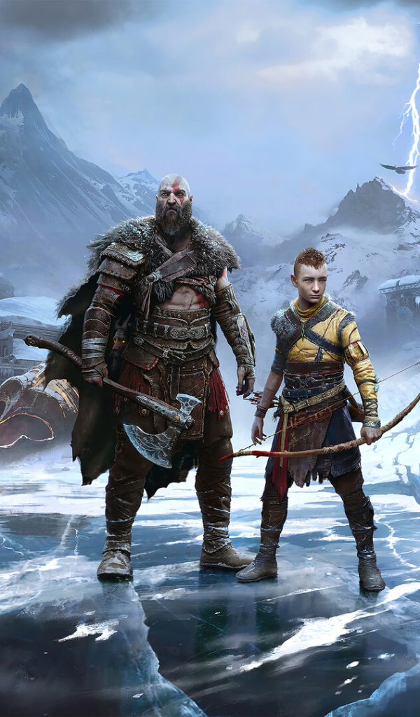 Handy-Wallpaper Computerspiele, Kratos (Gott Des Krieges), Atreus (Gott Des Krieges), God Of War: Ragnarök kostenlos herunterladen.