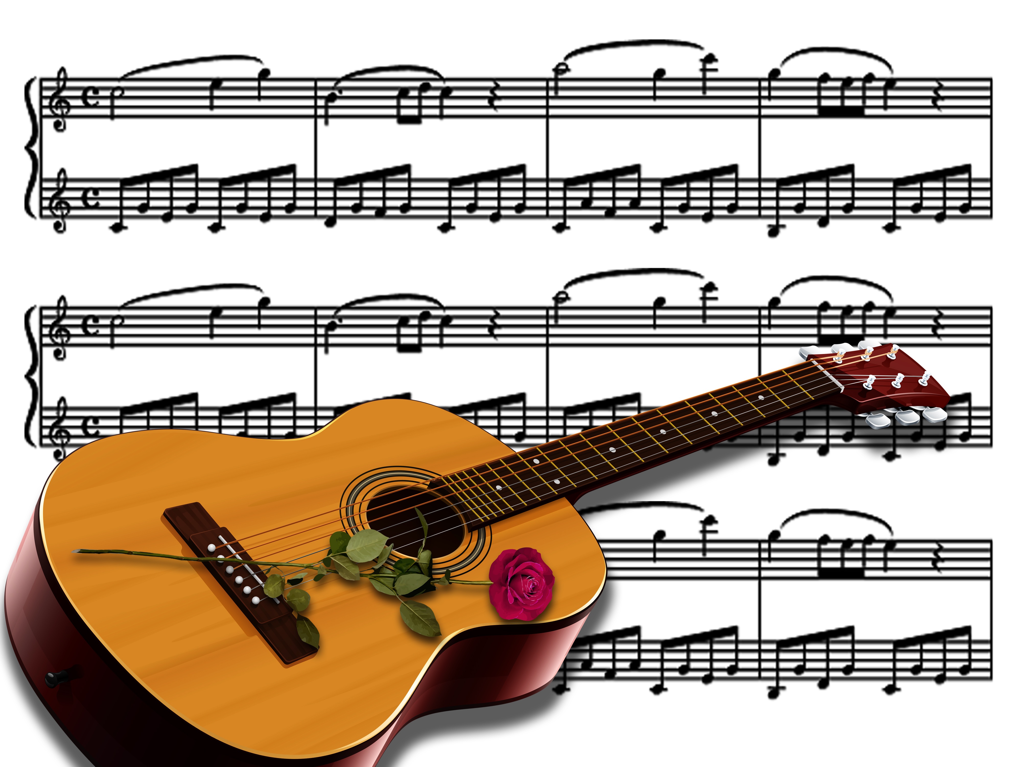 Download mobile wallpaper Music, Guitar, Sheet Music, Instrument for free.