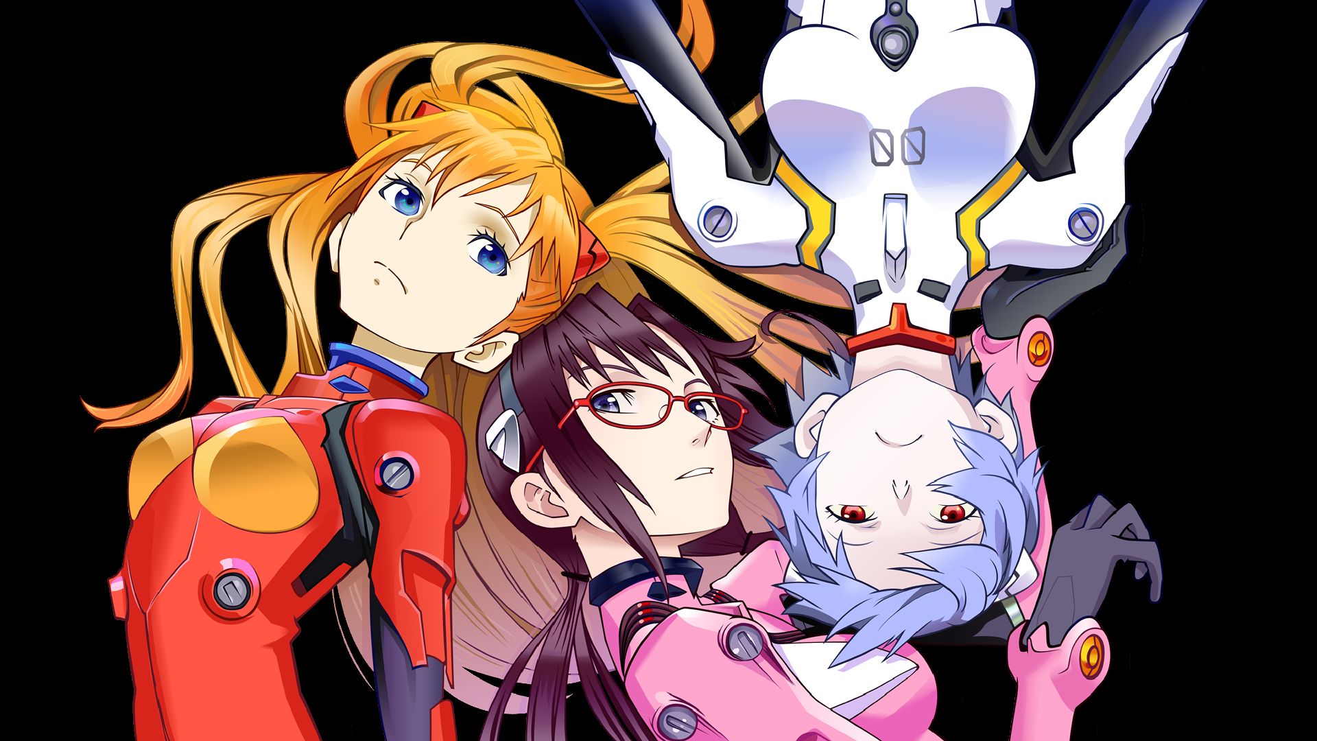 Download mobile wallpaper Anime, Evangelion, Evangelion: 2 0 You Can (Not) Advance, Asuka Langley Sohryu, Mari Makinami Illustrious, Rei Ayanami for free.