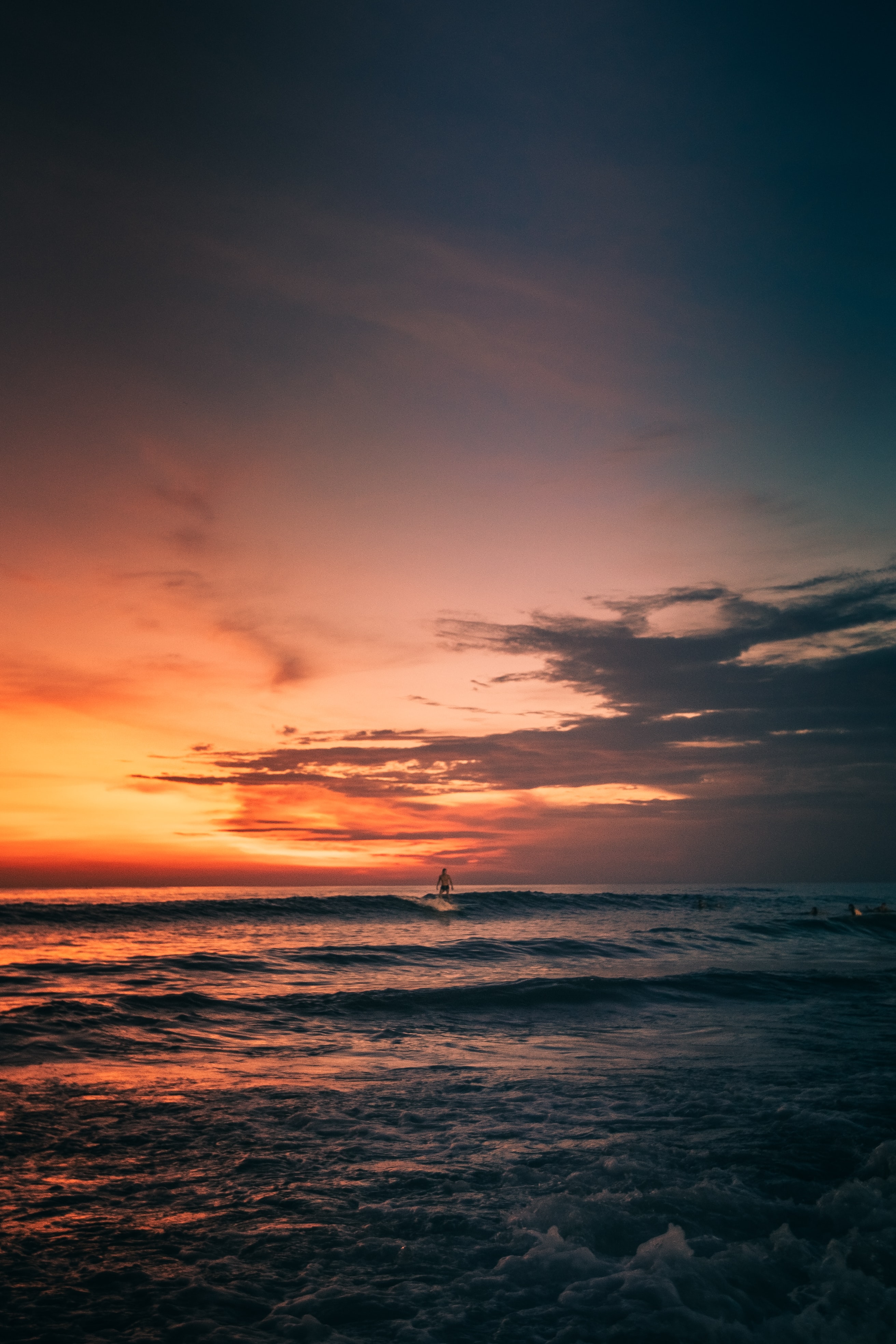 nature, sunset, waves, serfing desktop HD wallpaper