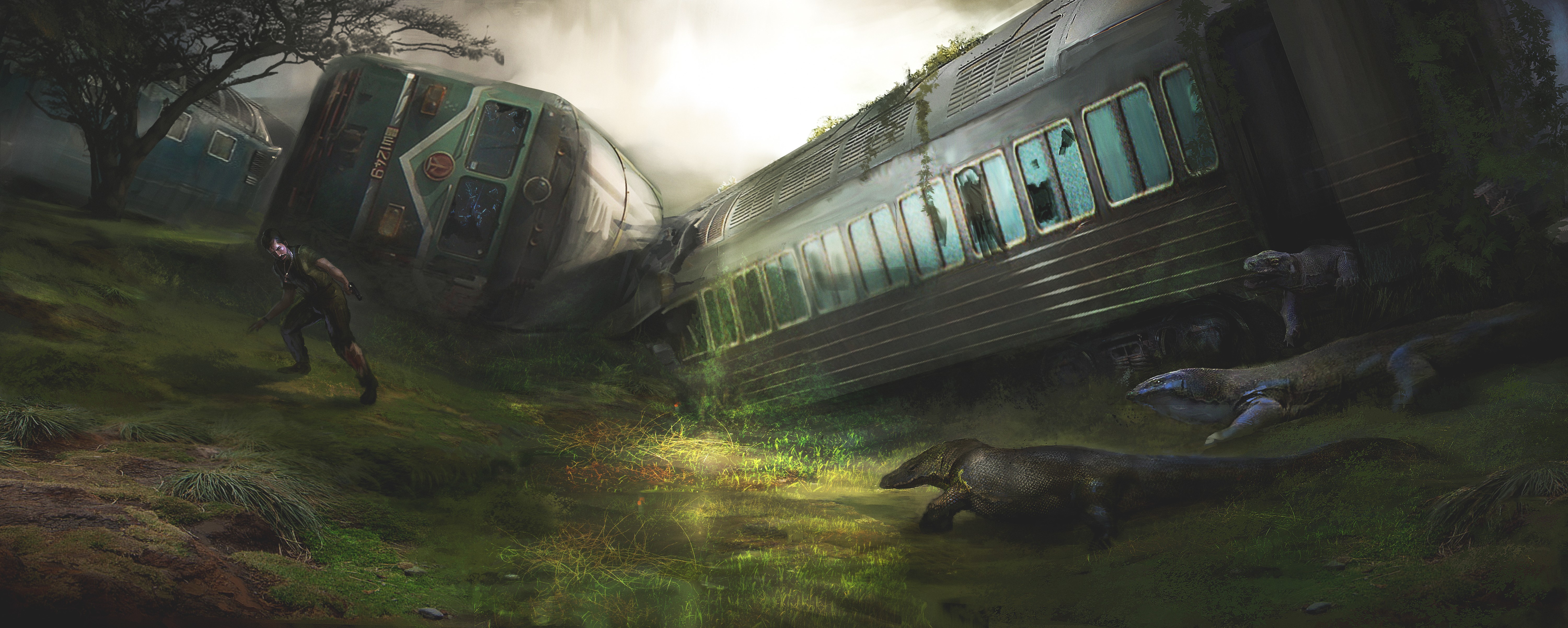 Download mobile wallpaper Lizard, Sci Fi, Train, Post Apocalyptic for free.