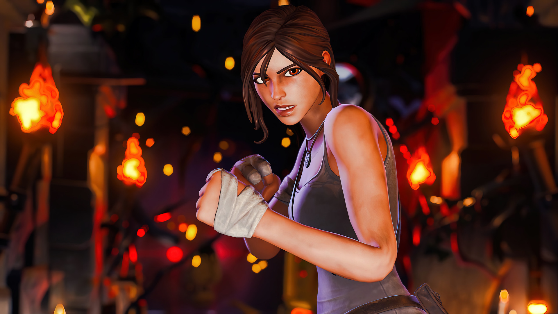 Laden Sie das Computerspiele, Lara Croft, Fortnite-Bild kostenlos auf Ihren PC-Desktop herunter
