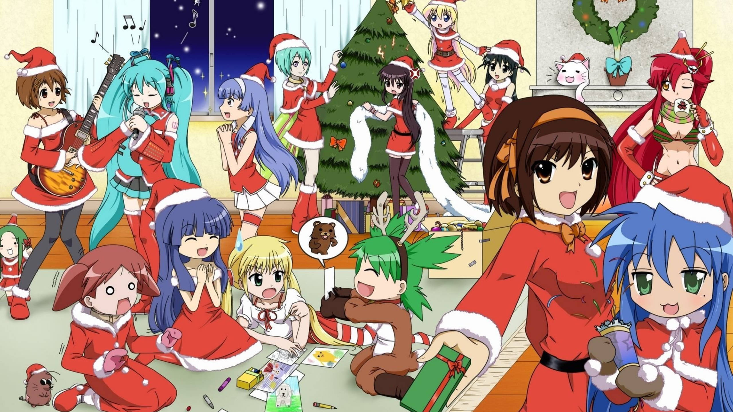 Laden Sie das Weihnachten, Party, Animes-Bild kostenlos auf Ihren PC-Desktop herunter