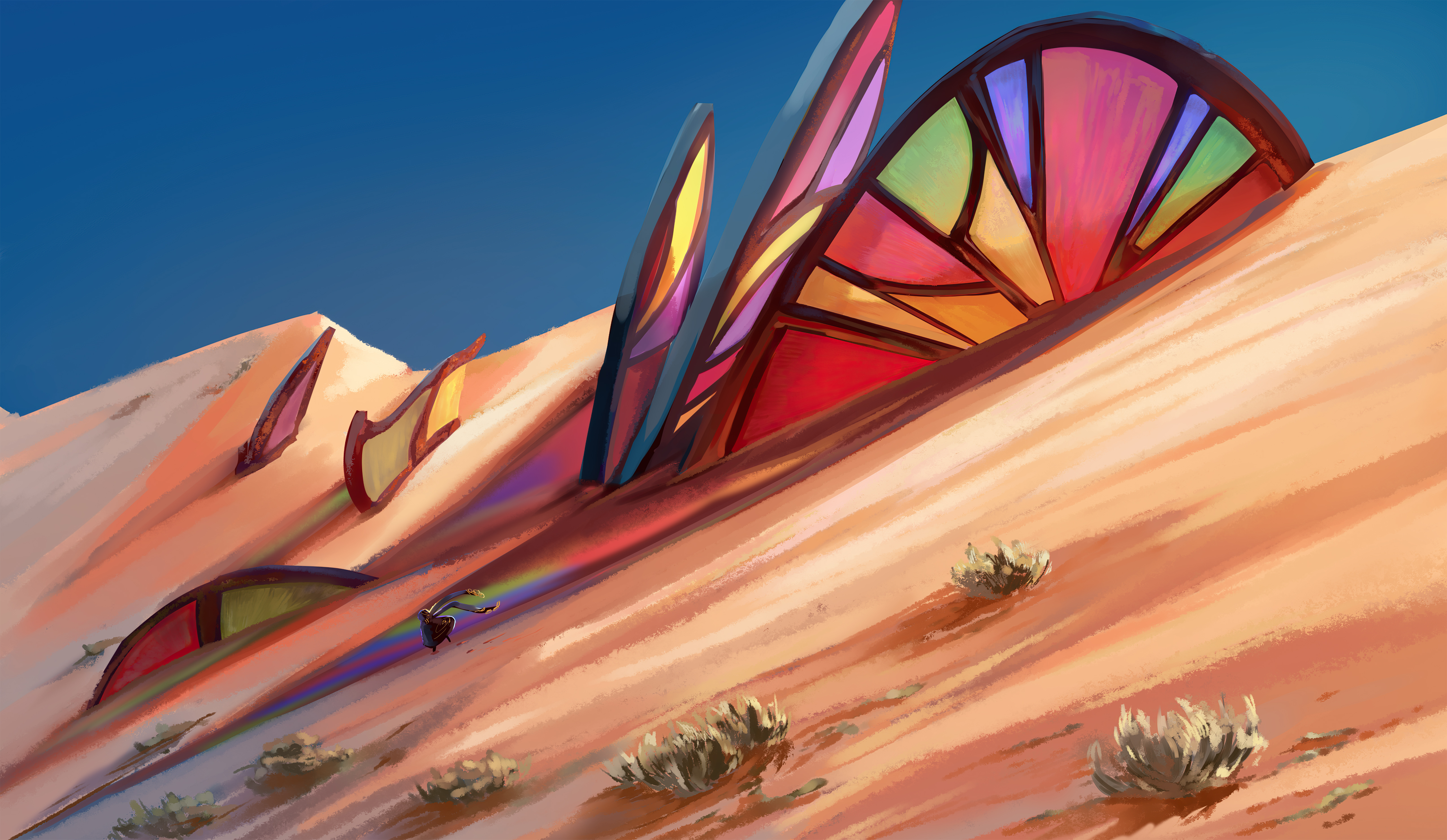 Laden Sie das Wüste, Künstlerisch, Buntglas-Bild kostenlos auf Ihren PC-Desktop herunter