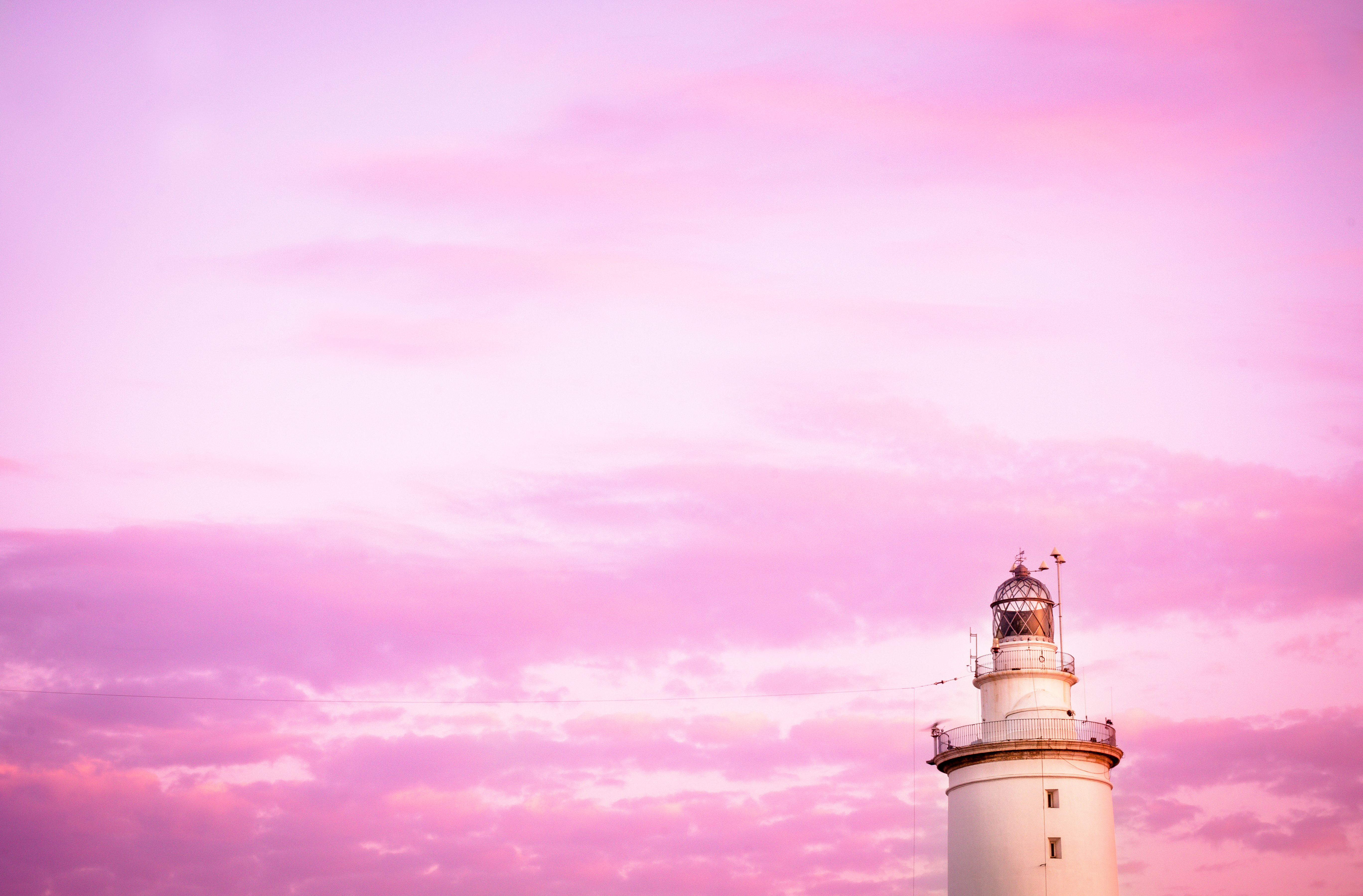 Free download wallpaper Nature, Sky, Pink, Clouds, Lighthouse on your PC desktop