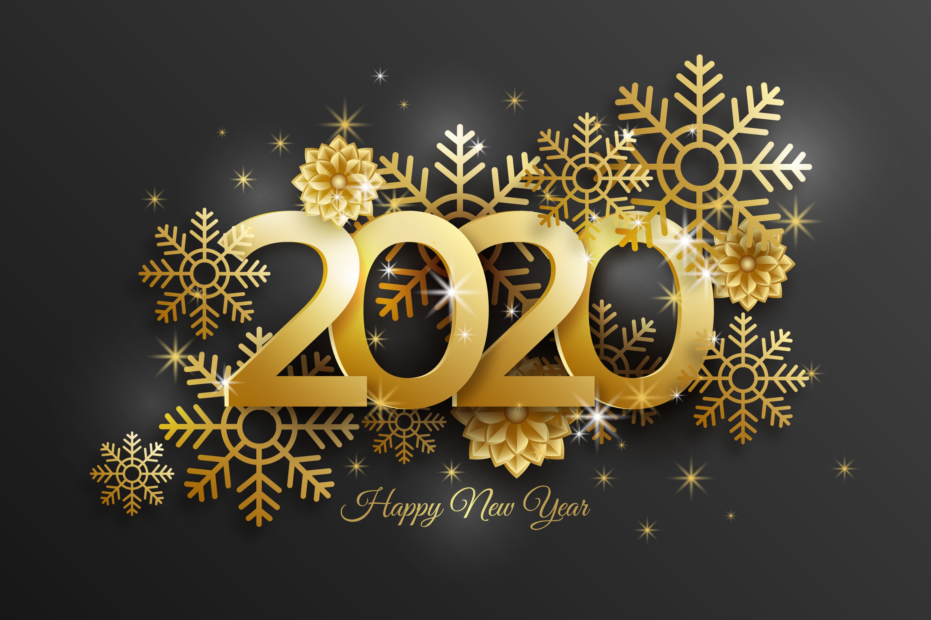 Free download wallpaper New Year, Holiday, Snowflake, Happy New Year, New Year 2020 on your PC desktop