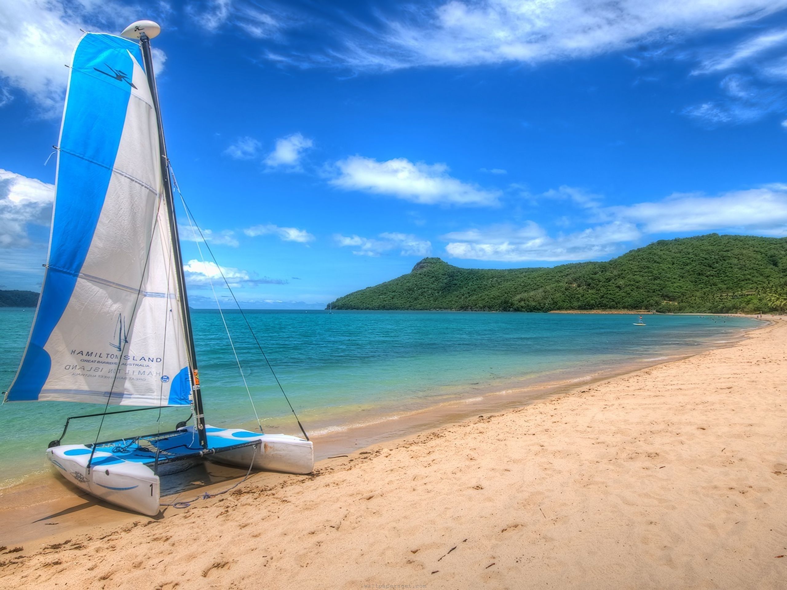 Скачати мобільні шпалери Пляж, Яхта, Природа, Море безкоштовно.