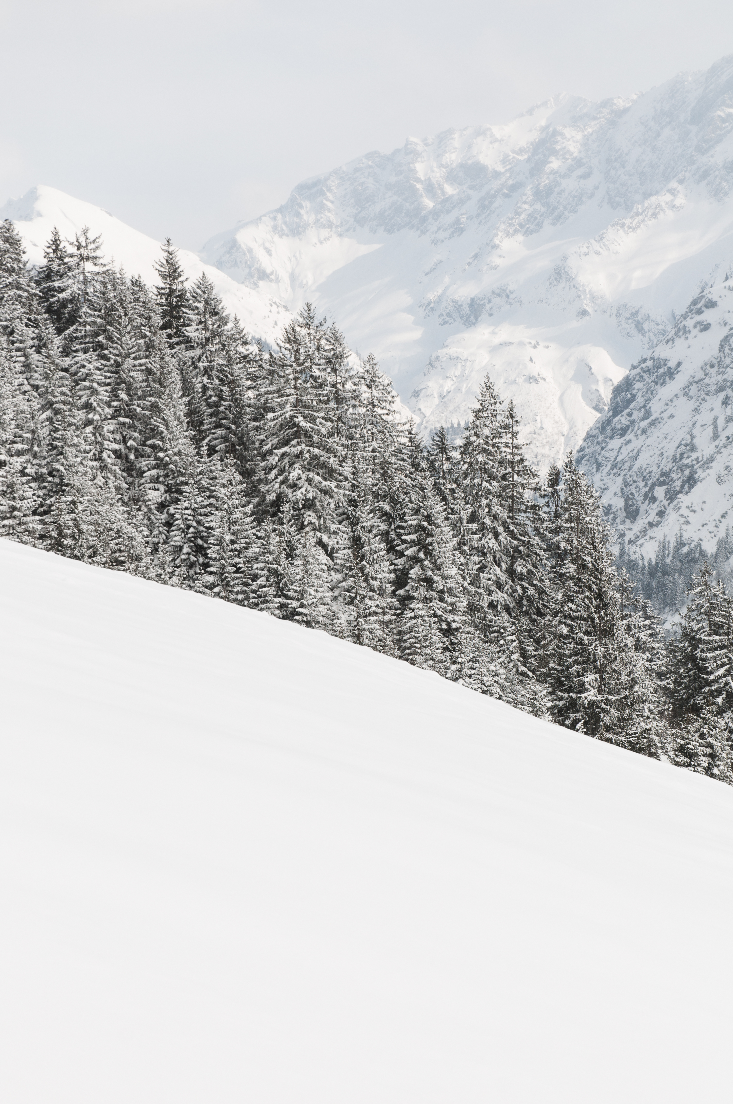 Handy-Wallpaper Bäume, Mountains, Schnee, Natur, Landschaft, Winter kostenlos herunterladen.
