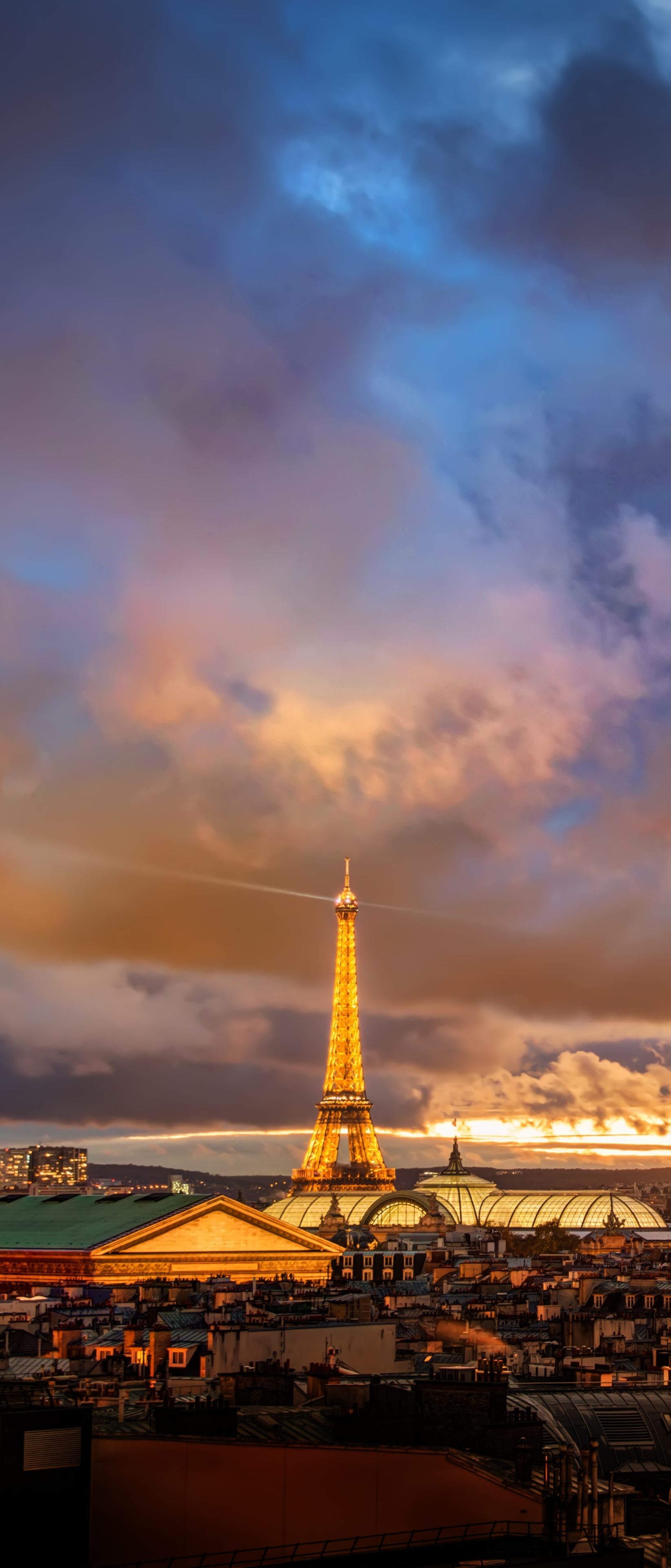 Скачать обои бесплатно Города, Париж, Эйфелева Башня, Город, Сумерки, Франция, Сделано Человеком картинка на рабочий стол ПК