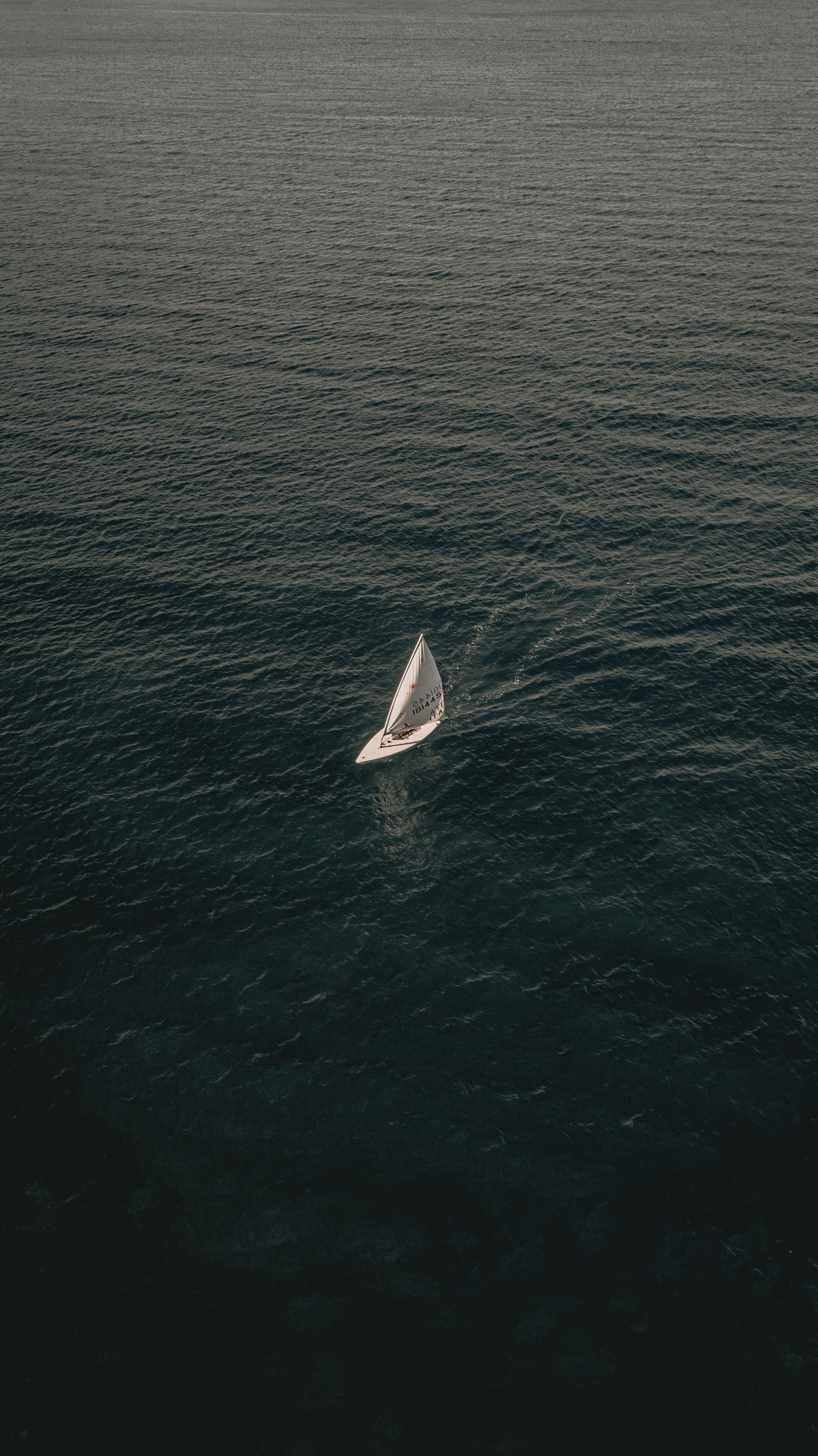 boat, view from above, sail, water, sea, nature