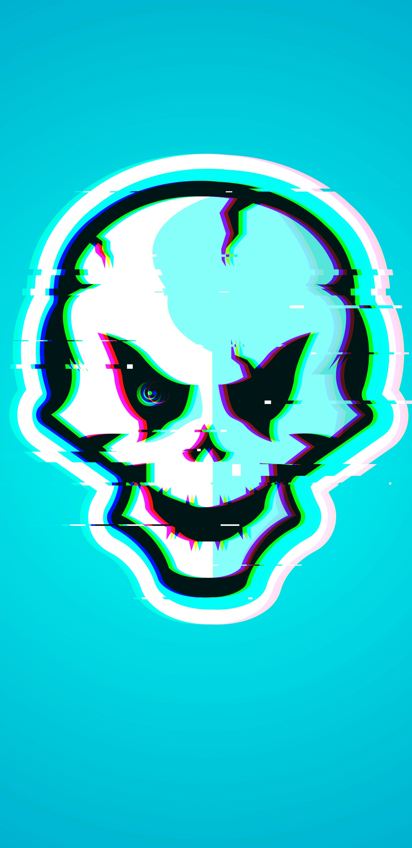 Download mobile wallpaper Dark, Skull, Glitch Art for free.