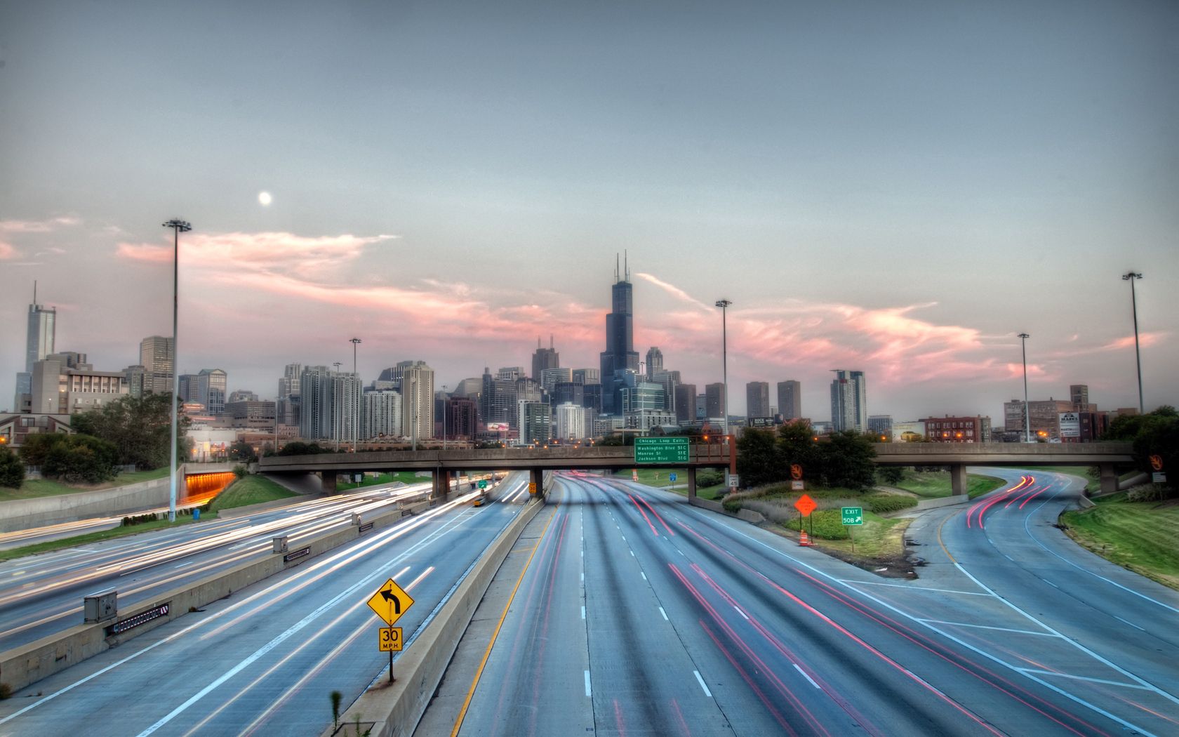 cities, road, hdr, chicago, illinois