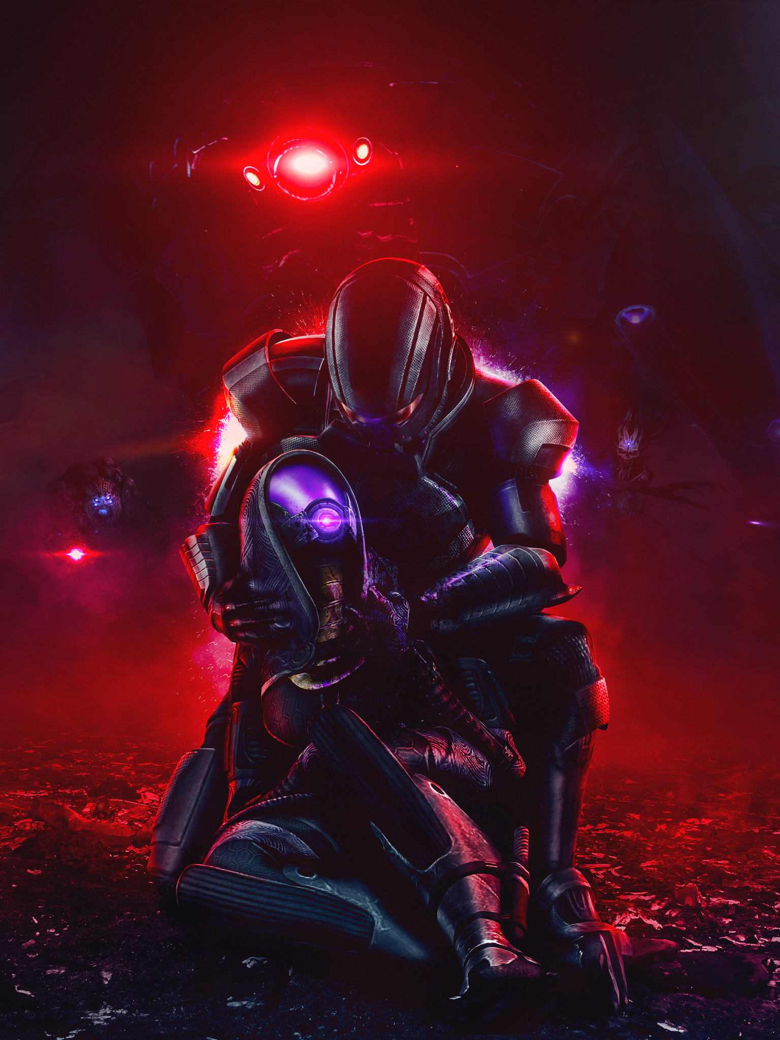 Handy-Wallpaper Mass Effect, Computerspiele, Tali’Zorah, Kommandant Shepard kostenlos herunterladen.