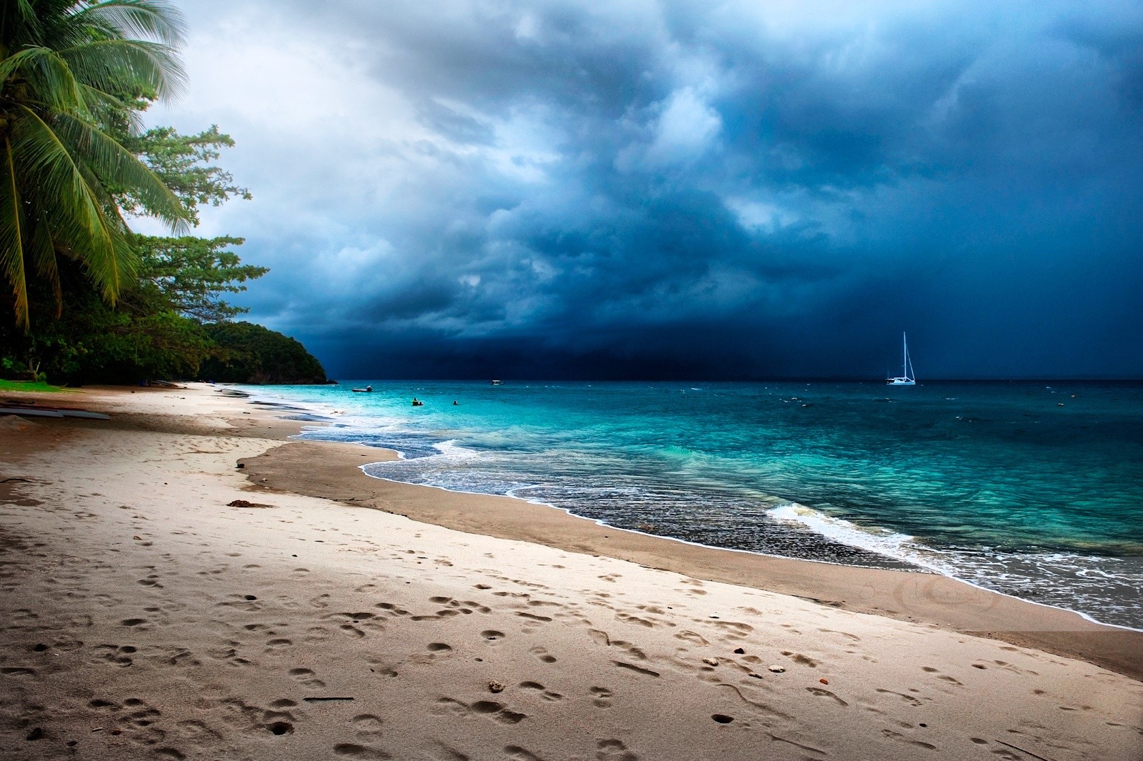 Baixe gratuitamente a imagem Céu, Mar, Praia, Oceano, Palmeira, Tropical, Nuvem, Terra/natureza na área de trabalho do seu PC
