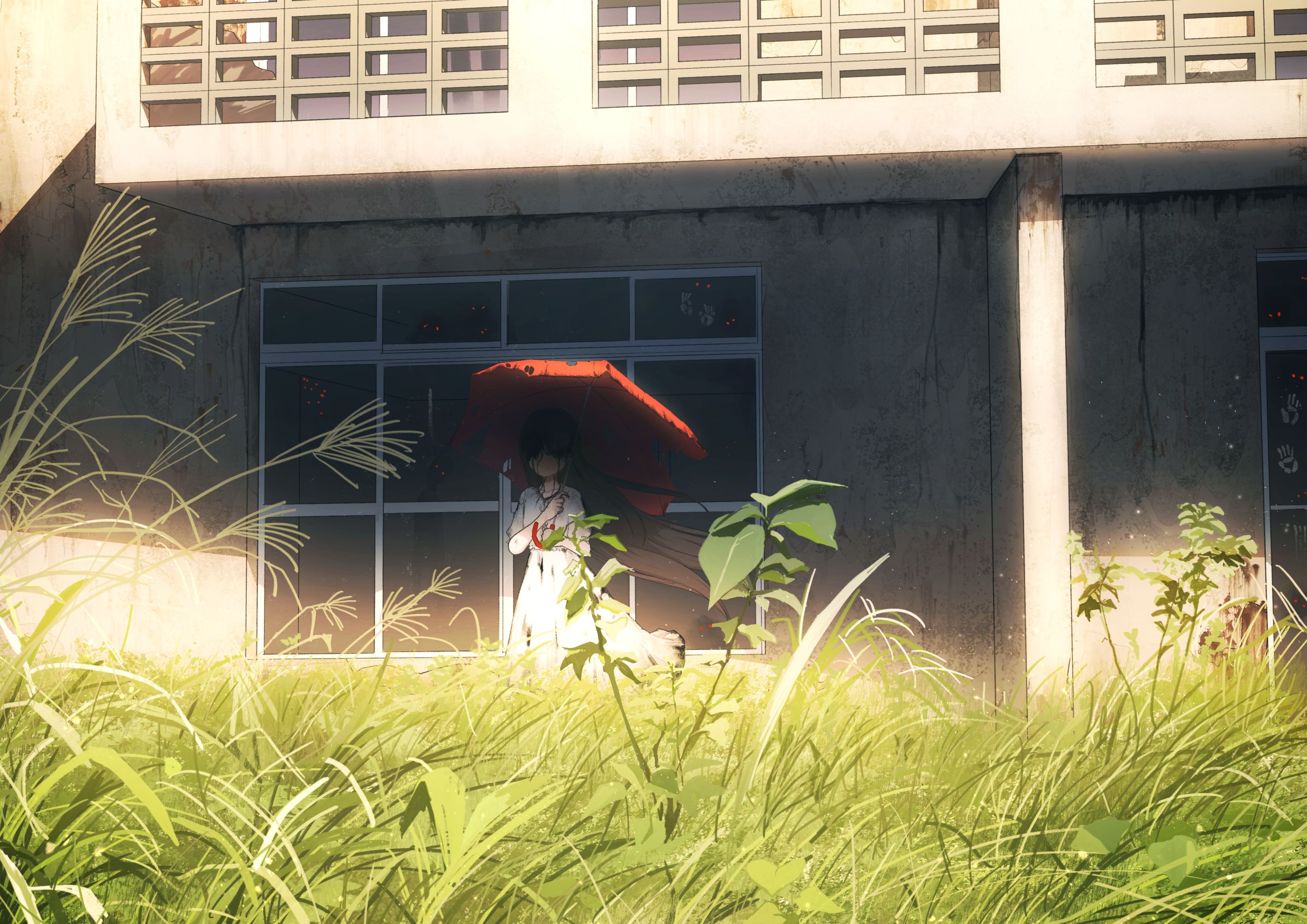 Free download wallpaper Anime, Girl, Umbrella, Long Hair on your PC desktop