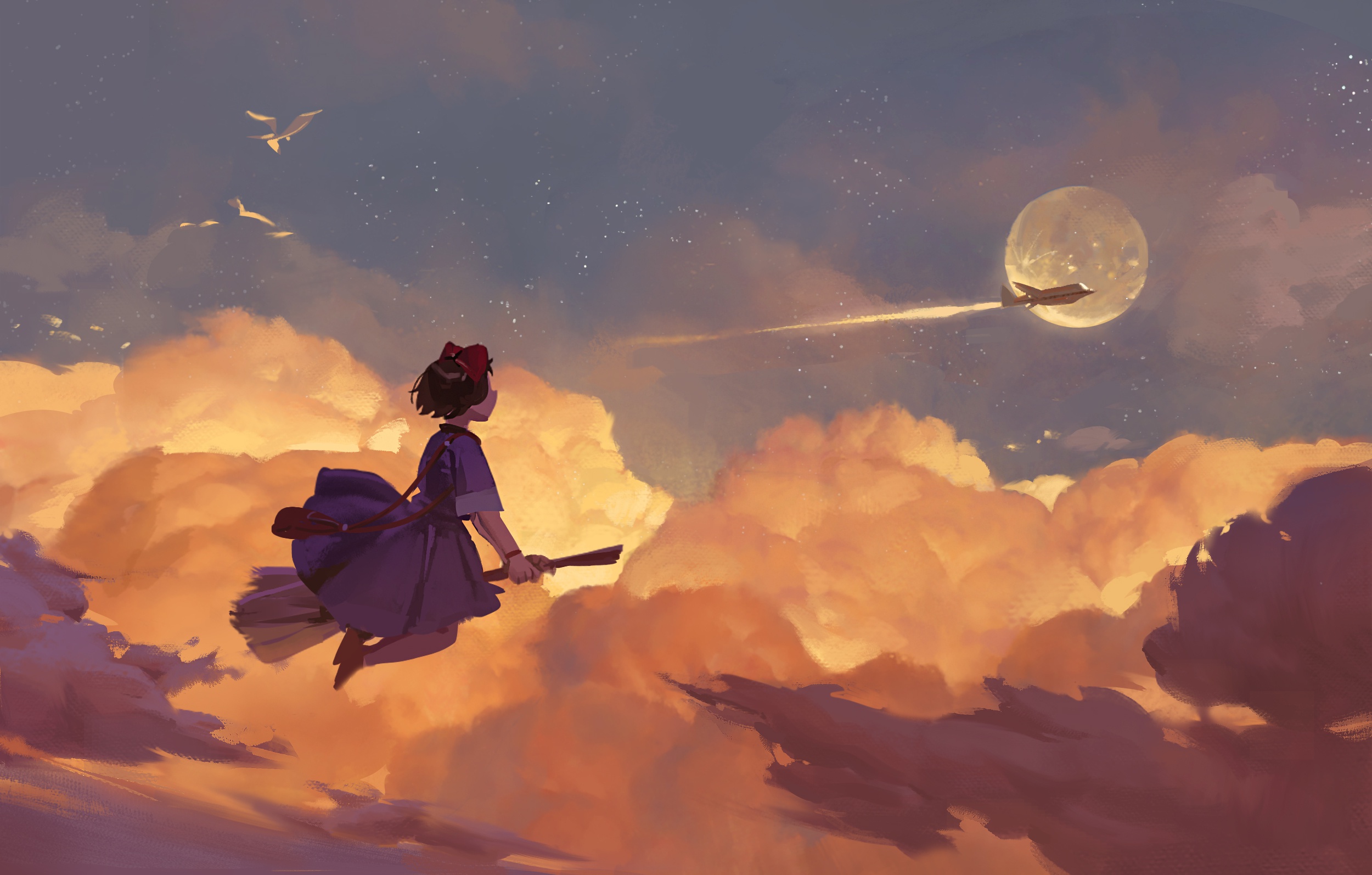 kiki's delivery service, anime, cloud, witch