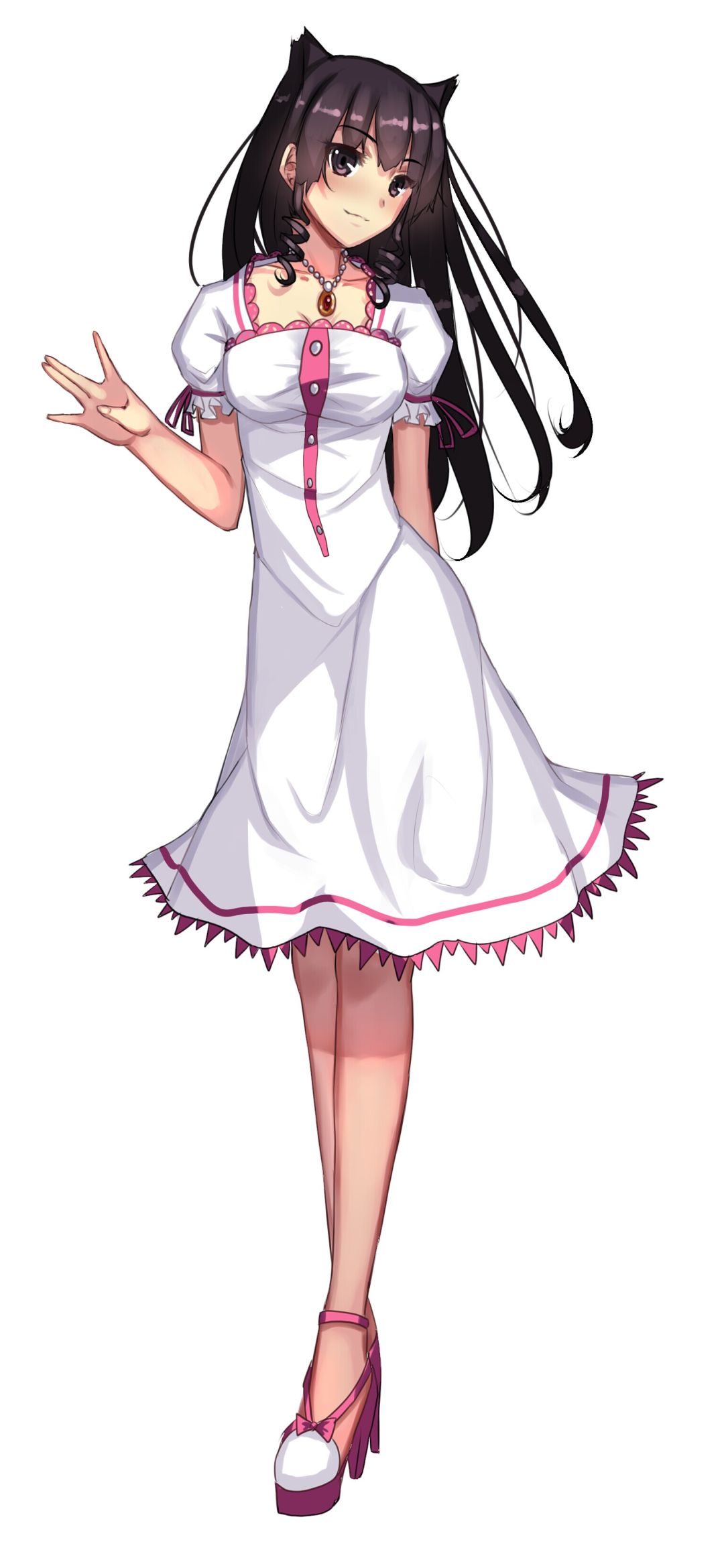 Download mobile wallpaper Anime, Original, Black Hair, Long Hair, White Dress for free.