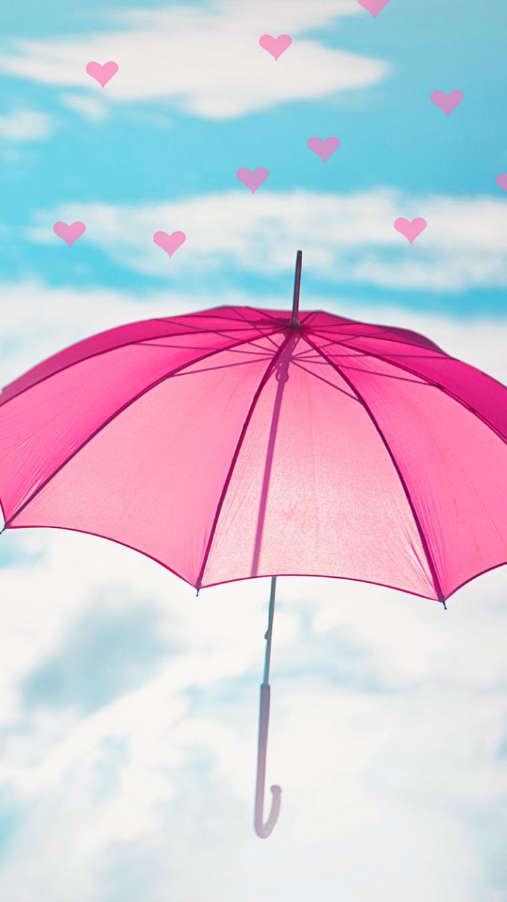 Download mobile wallpaper Sky, Heart, Umbrella, Artistic for free.