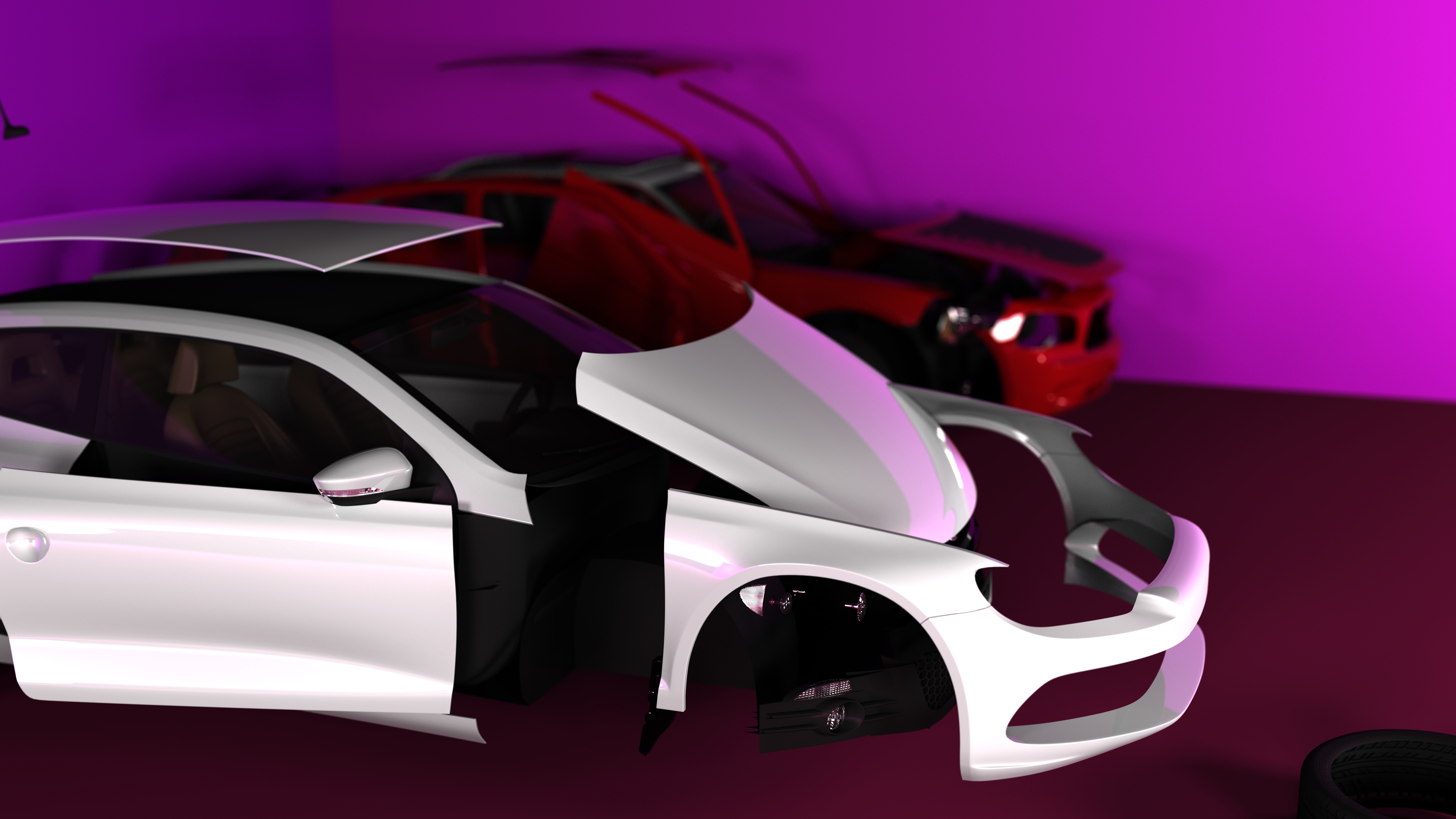 Download mobile wallpaper Pink, 3D, Car, Artistic, Vehicles for free.