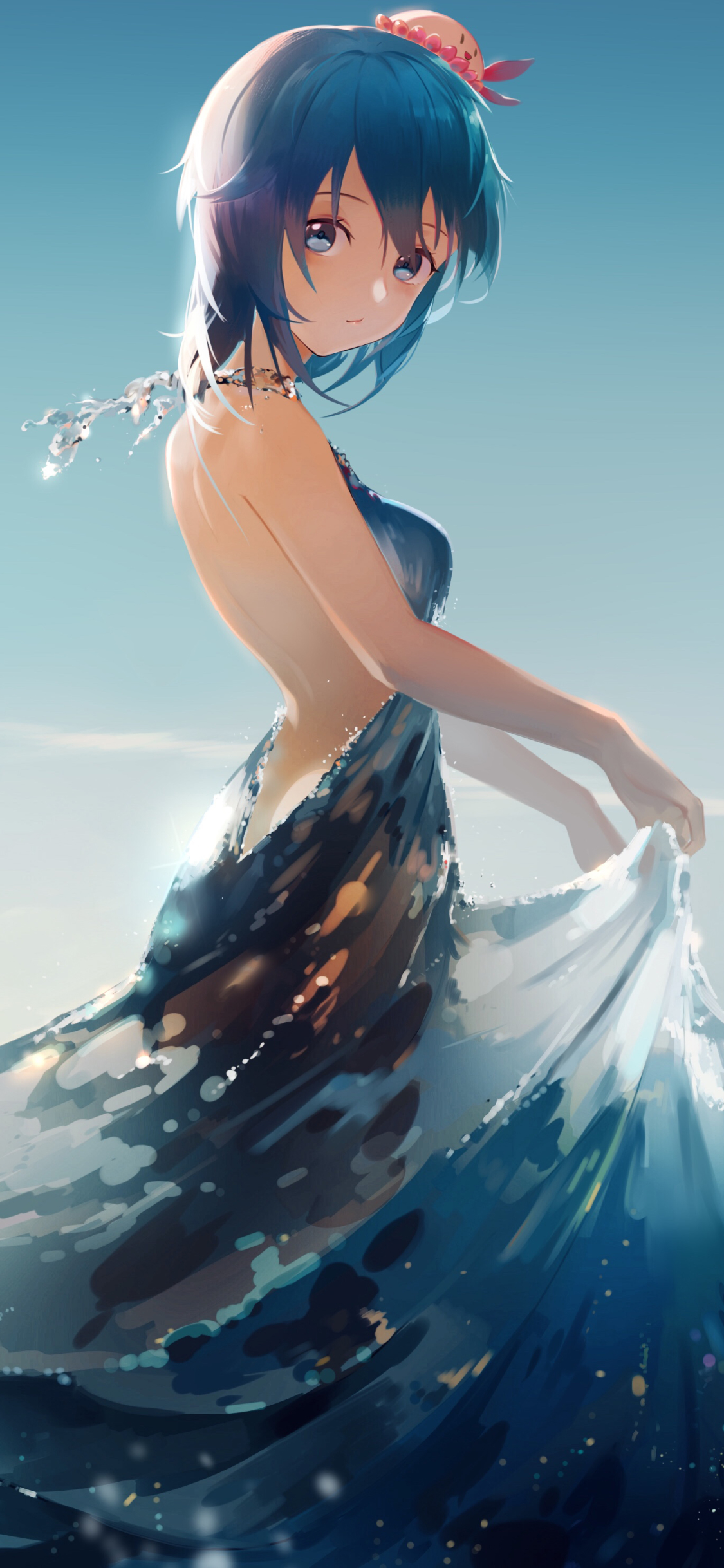 Download mobile wallpaper Anime, Water, Dress, Original for free.