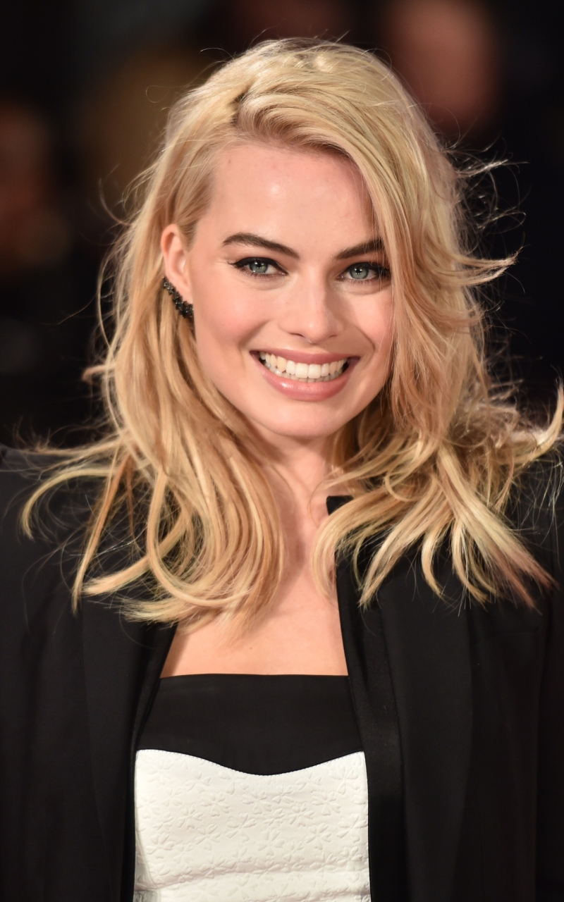 Handy-Wallpaper Lächeln, Blond, Blondinen, Berühmtheiten, Margot Robbie kostenlos herunterladen.