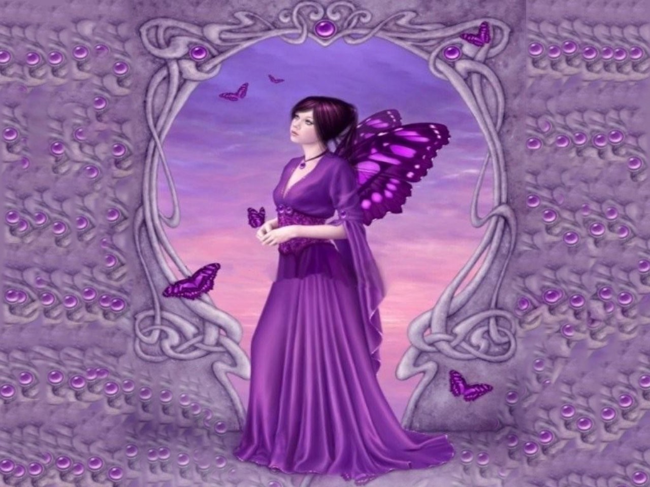 PCデスクトップに蝶, ファンタジー, 紫の, 妖精画像を無料でダウンロード