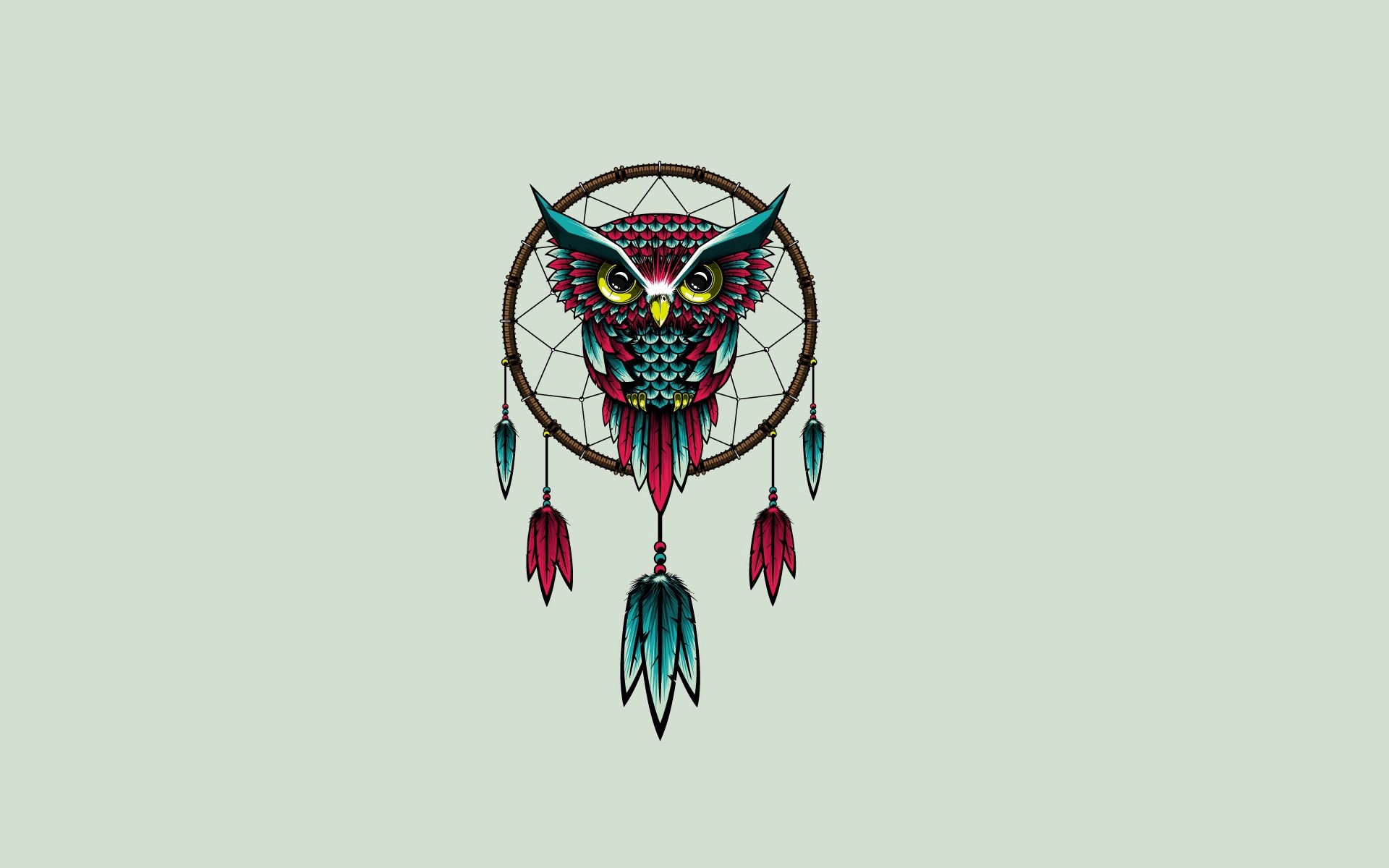 owl, dream catcher, dreamcatcher, vector, art, bird HD wallpaper