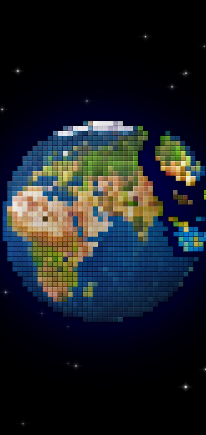 Download mobile wallpaper Earth, Space, Planet, Artistic, Pixel Art for free.