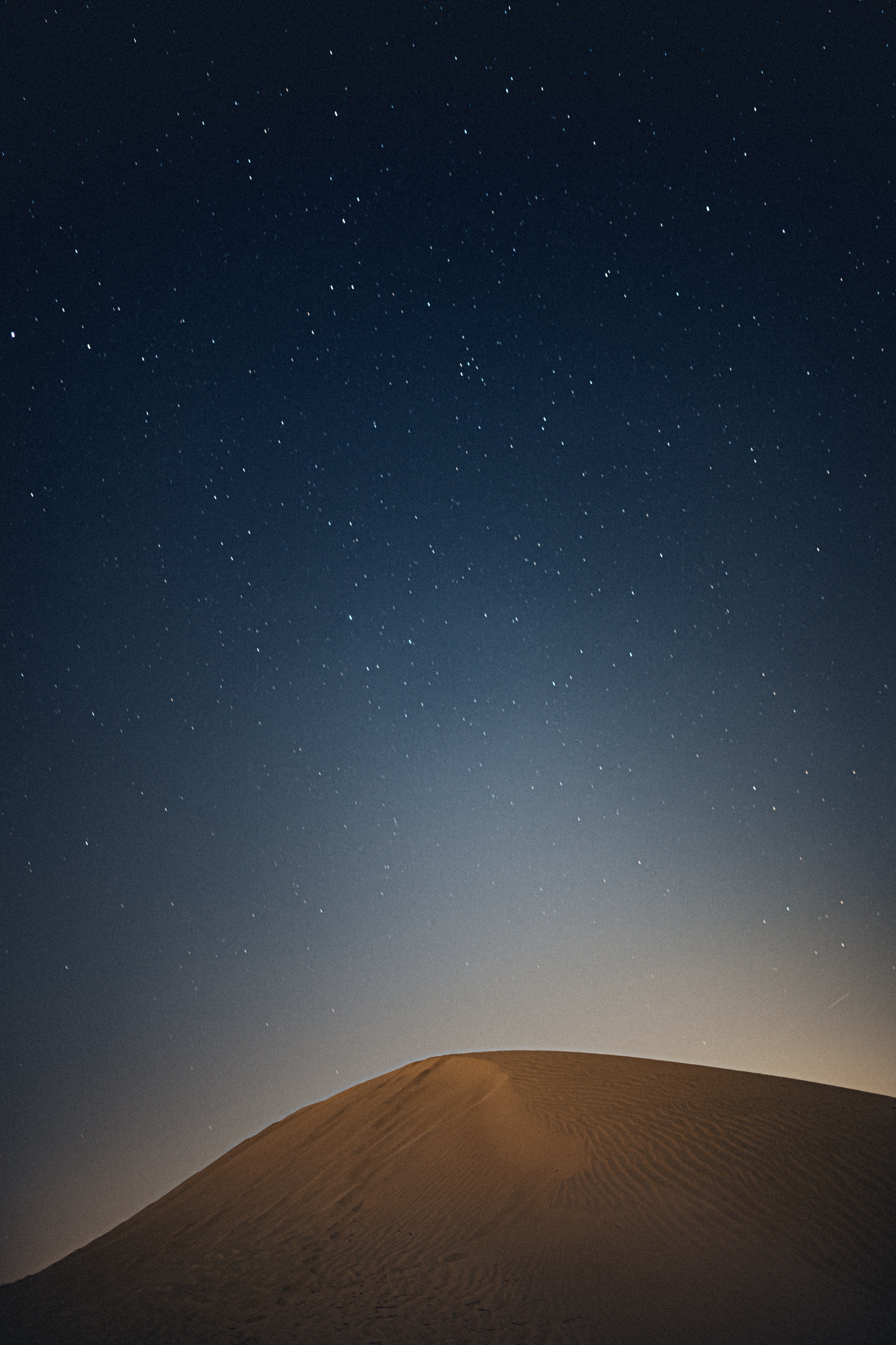 hill, desert, nature, night, starry sky HD wallpaper