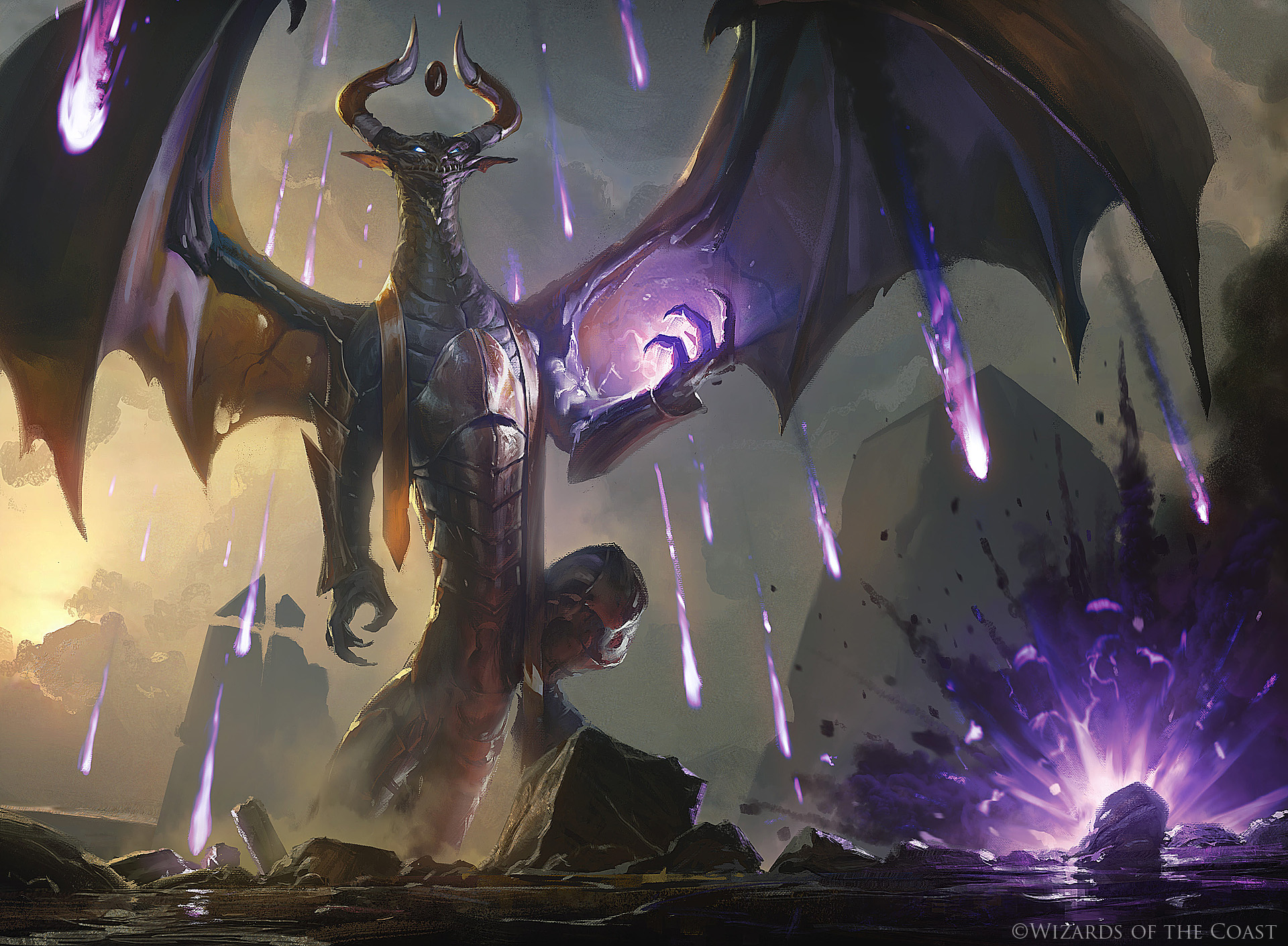 Download mobile wallpaper Dragon, Game, Magic: The Gathering, Meteor Shower for free.