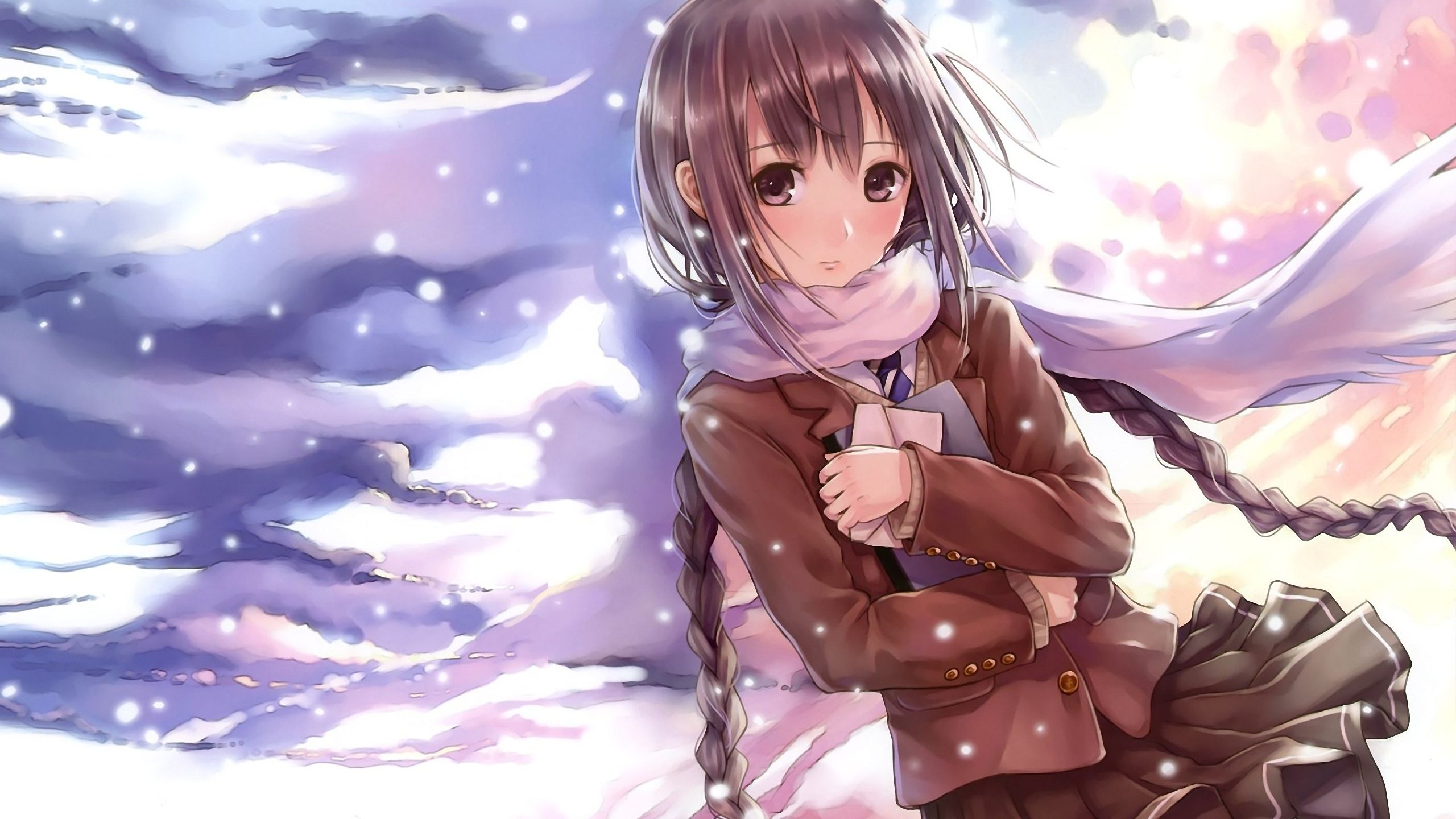 Free download wallpaper Anime, Winter, Scarf, Original on your PC desktop