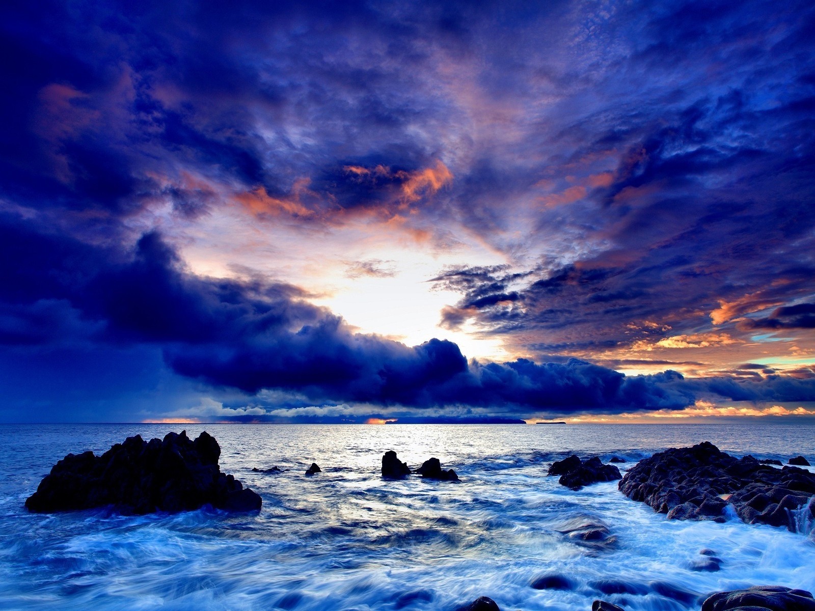 Download mobile wallpaper Sunset, Sky, Sea, Horizon, Ocean, Earth, Cloud for free.