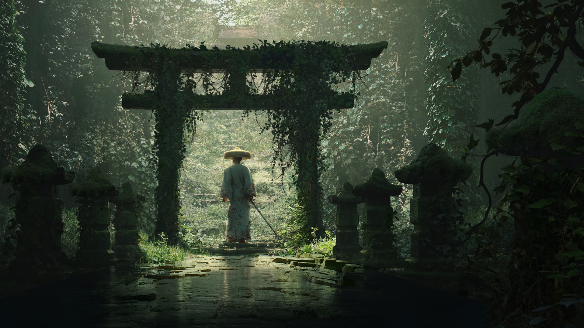 Laden Sie das Fantasie, Samurai, Torii, Katana-Bild kostenlos auf Ihren PC-Desktop herunter