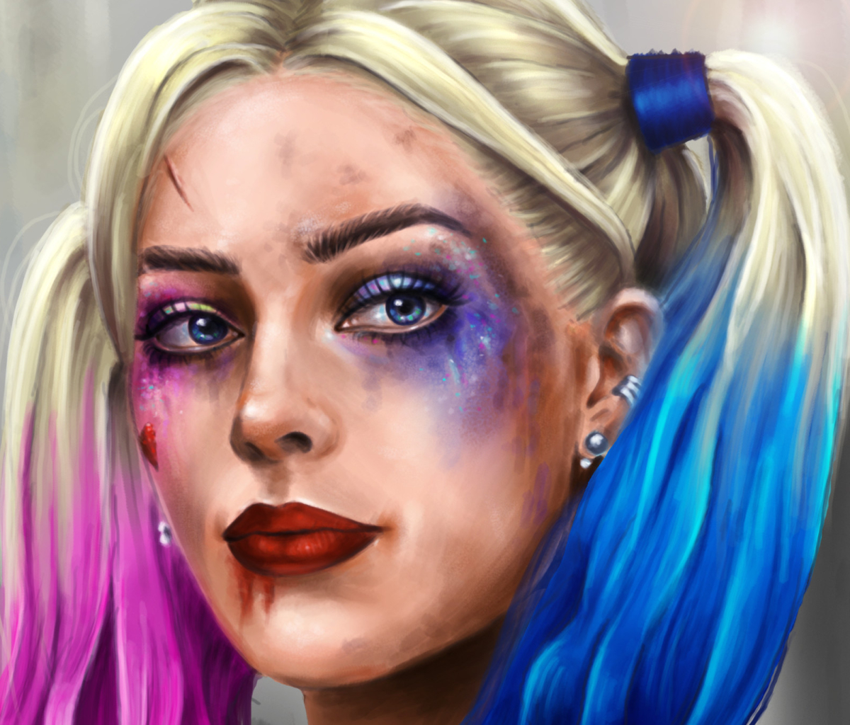 Download mobile wallpaper Face, Blue Eyes, Movie, Harley Quinn, Twintails, Lipstick, Suicide Squad for free.