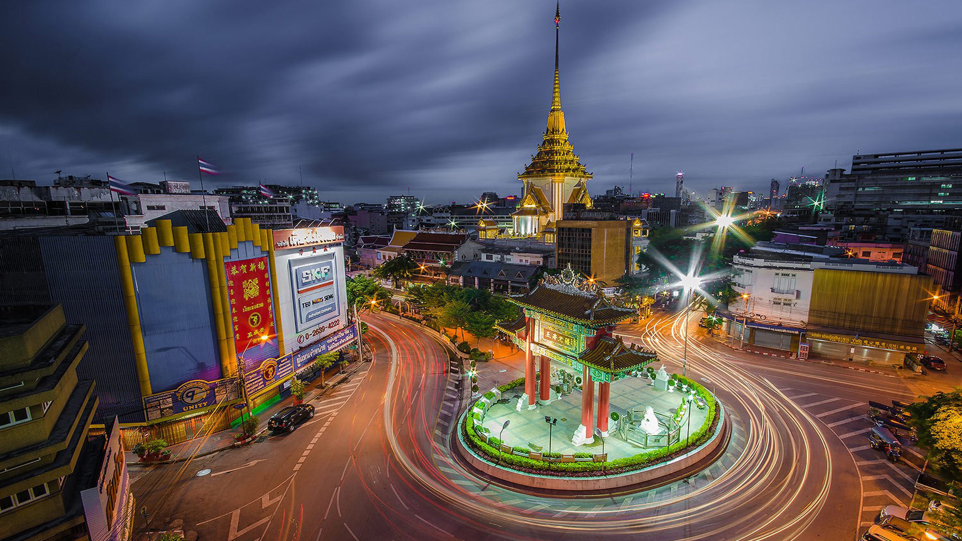 Download mobile wallpaper Cities, Night, City, Bangkok, Man Made for free.