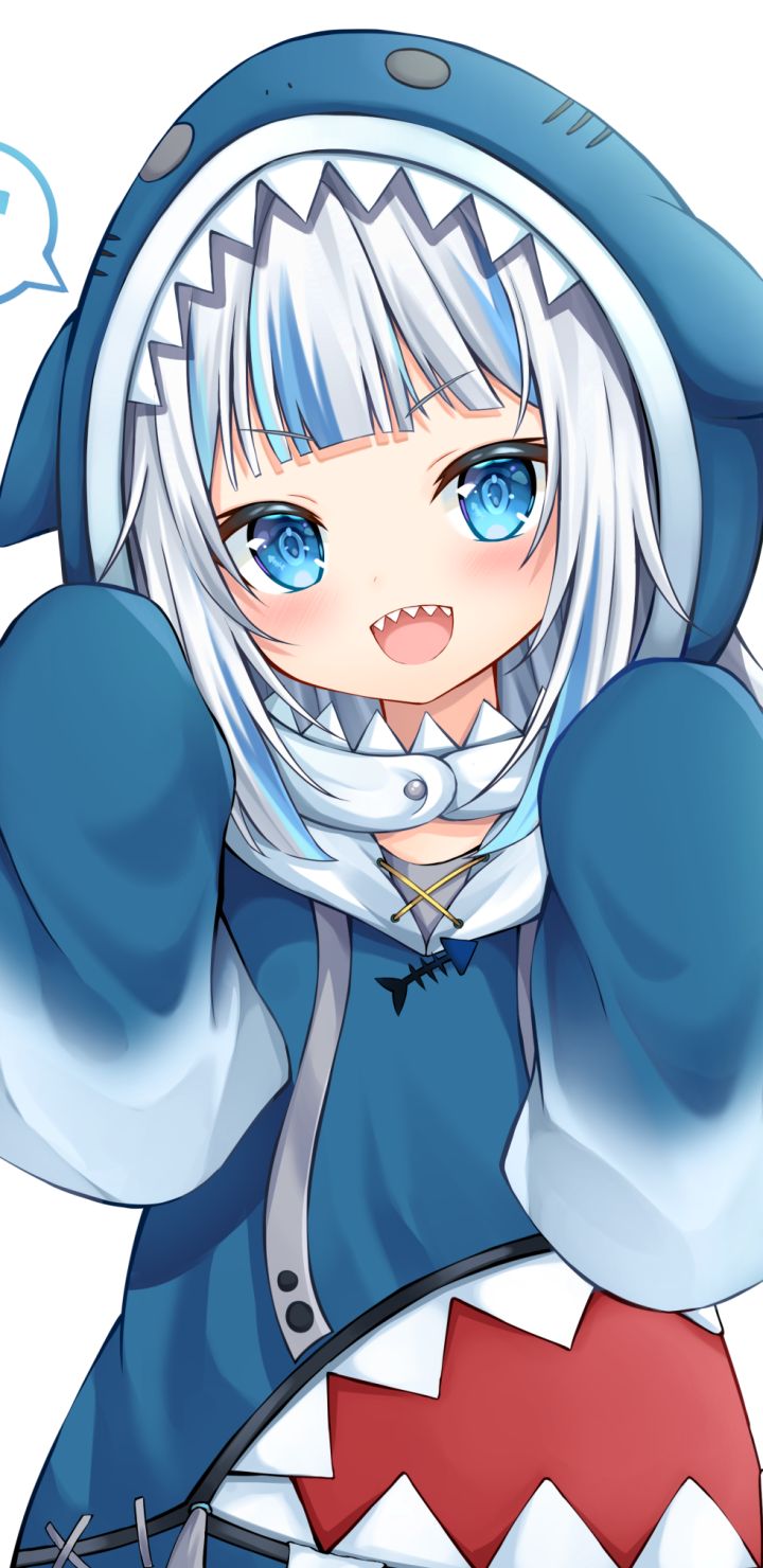 Download mobile wallpaper Anime, Blue Eyes, White Hair, Virtual Youtuber, Hololive, Gawr Gura for free.