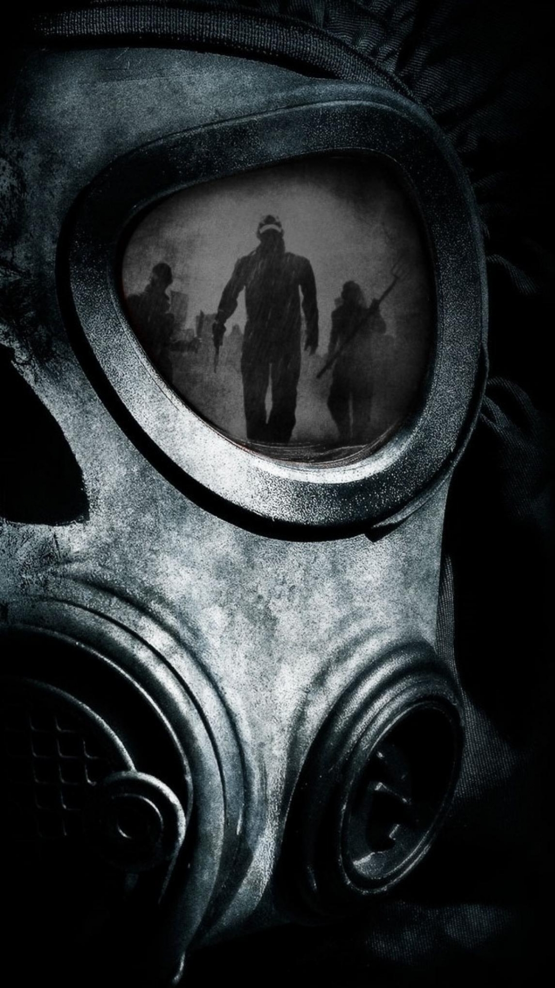 Download mobile wallpaper Gas Mask, Dark for free.