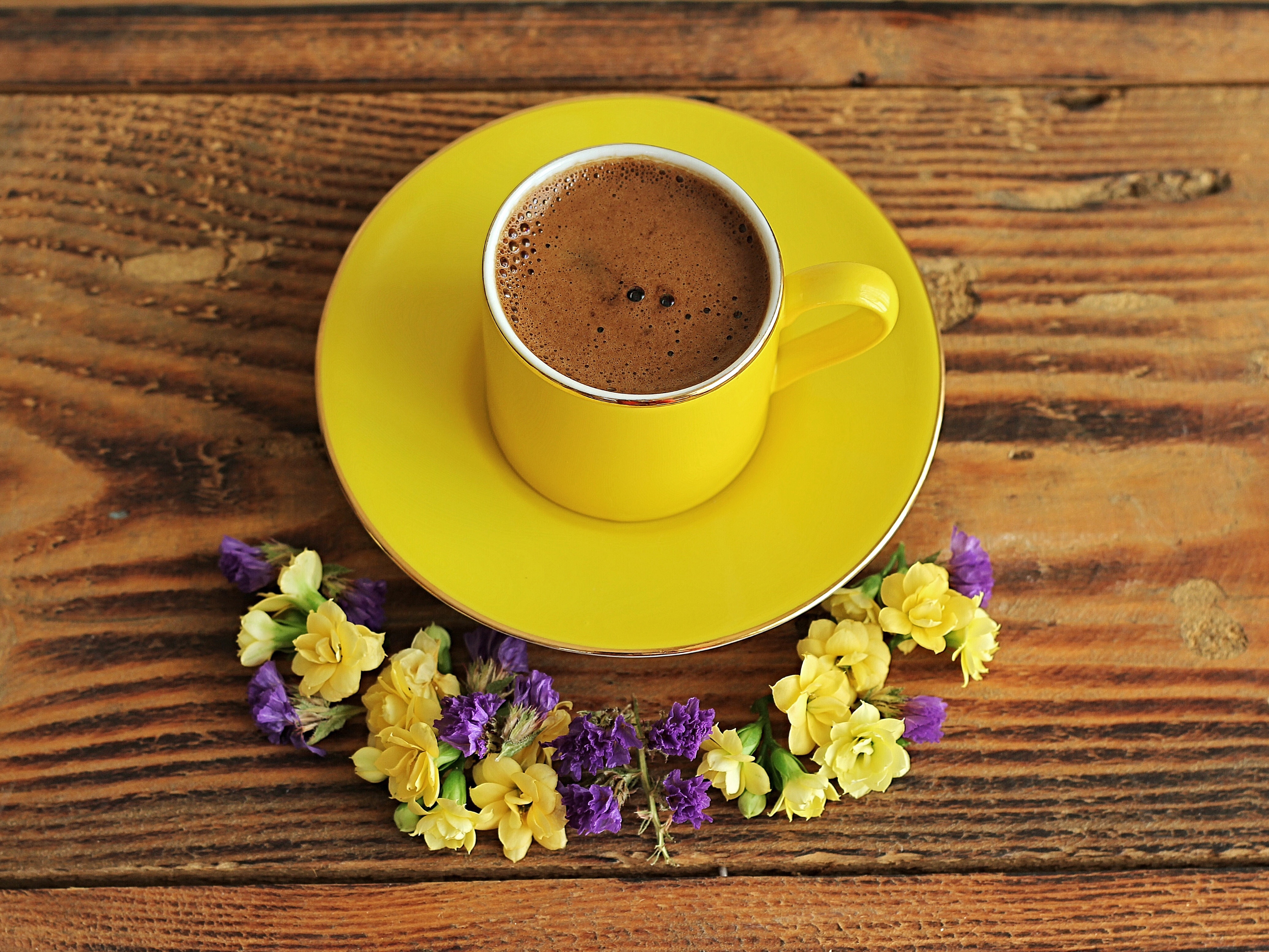 Download mobile wallpaper Food, Coffee, Flower, Cup for free.