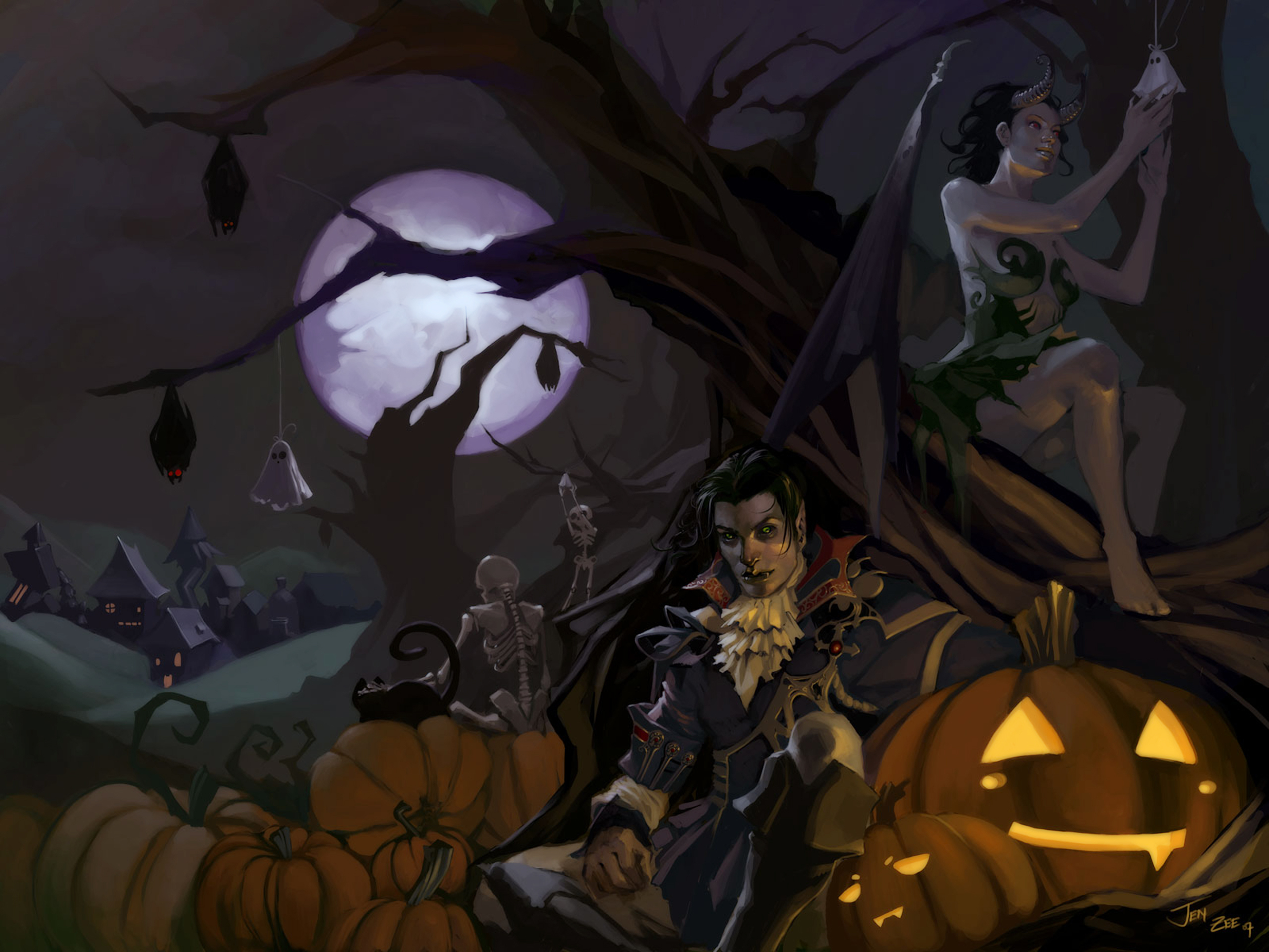 Free download wallpaper Halloween, Pumpkin, Dark, Holiday, Creepy, Spooky, Vampire, Witch, Horror, Scary on your PC desktop