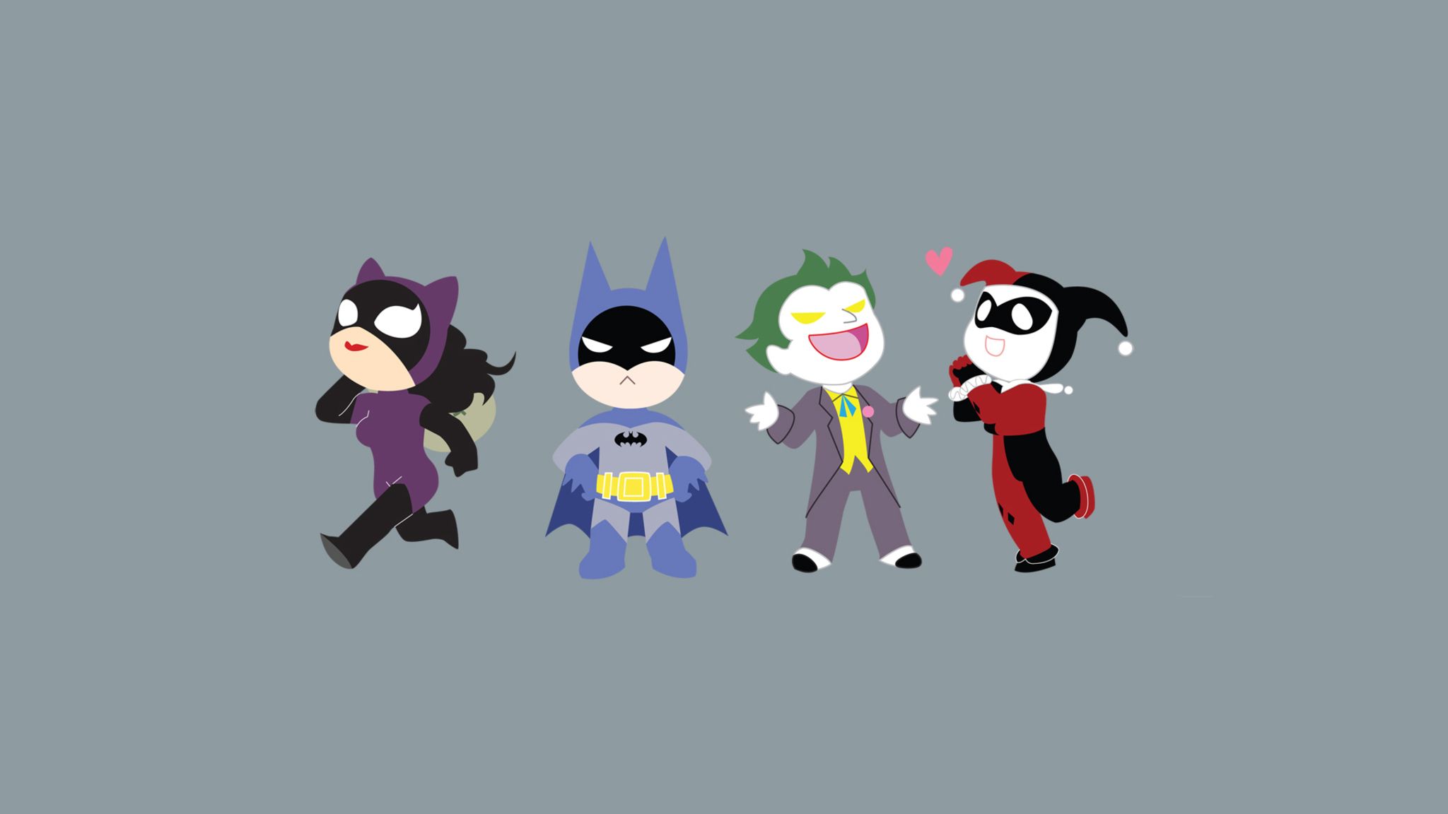 Handy-Wallpaper Batman, Joker, Minimalistisch, Comics, Harley Quinn, Dc Comics, Katzenfrau kostenlos herunterladen.