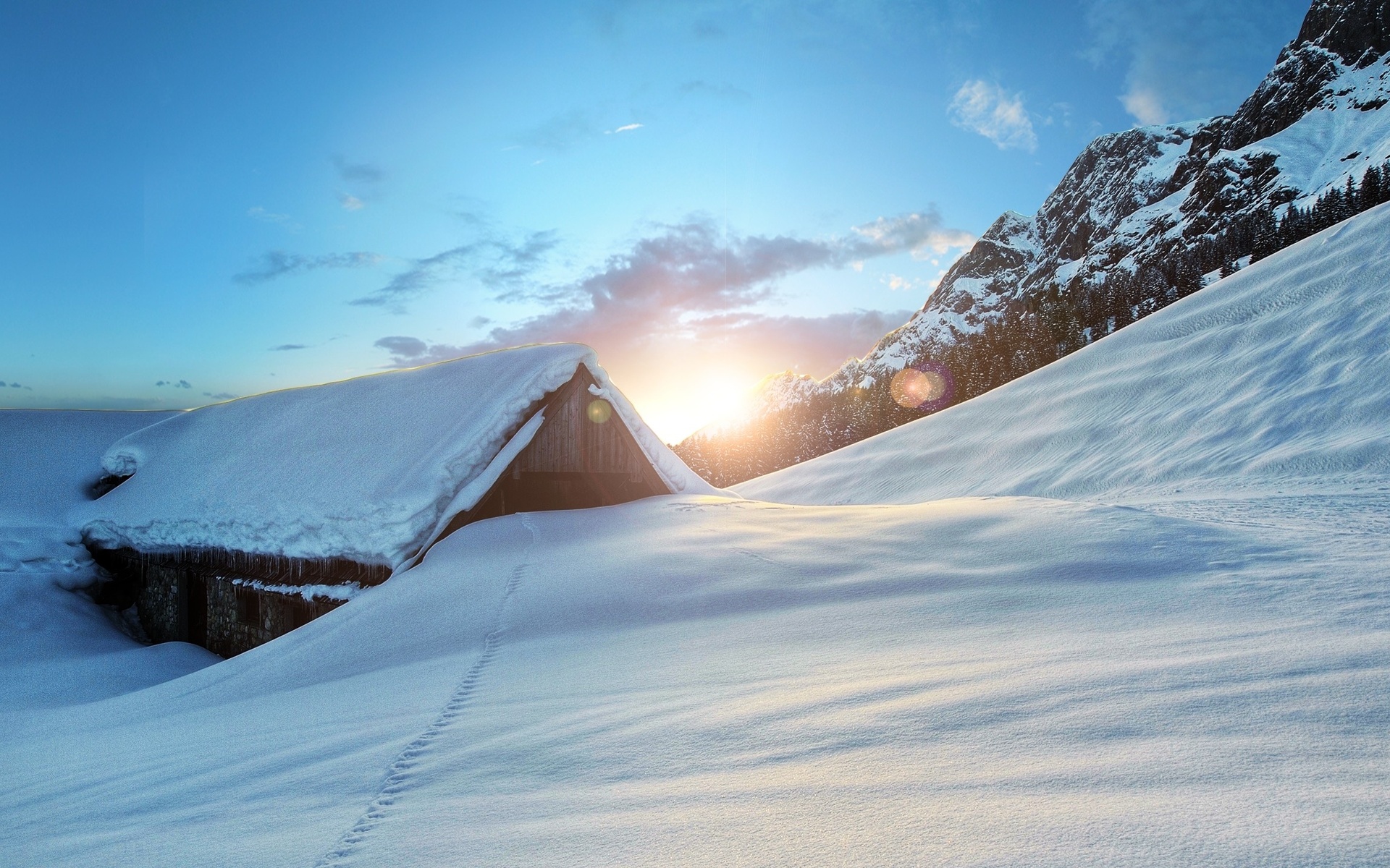 Download mobile wallpaper Winter, Snow, Hut, Photography for free.