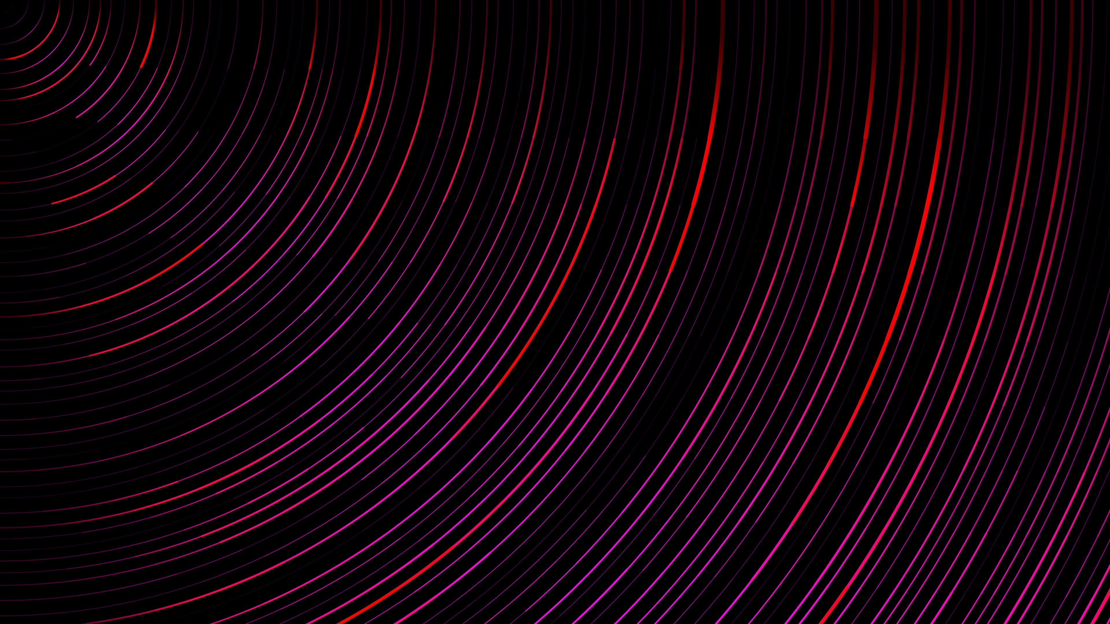 abstract, background, black, circles, lines, round 4K for PC