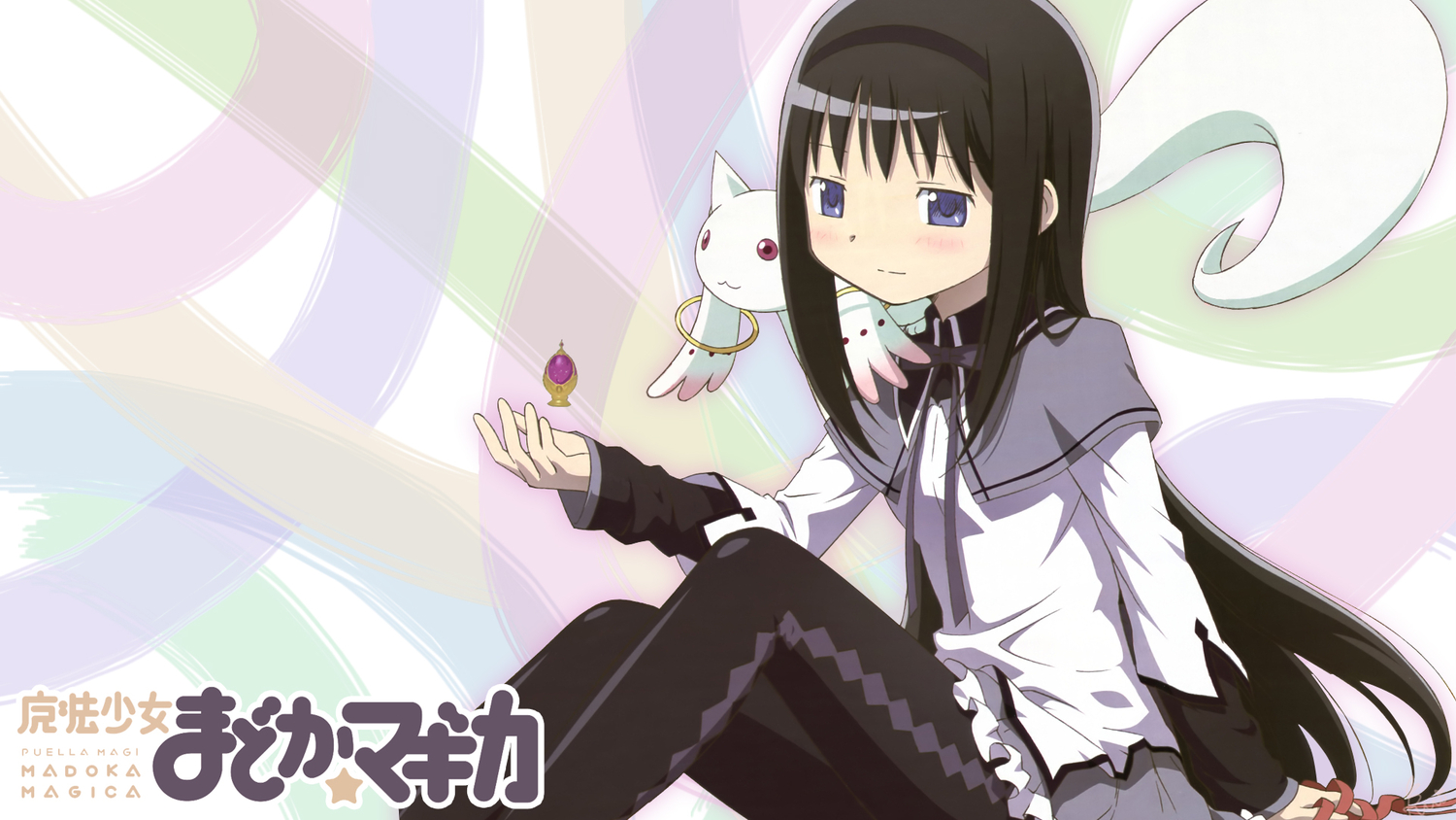 Download mobile wallpaper Kyuubey (Puella Magi Madoka Magica), Puella Magi Madoka Magica, Homura Akemi, Anime for free.