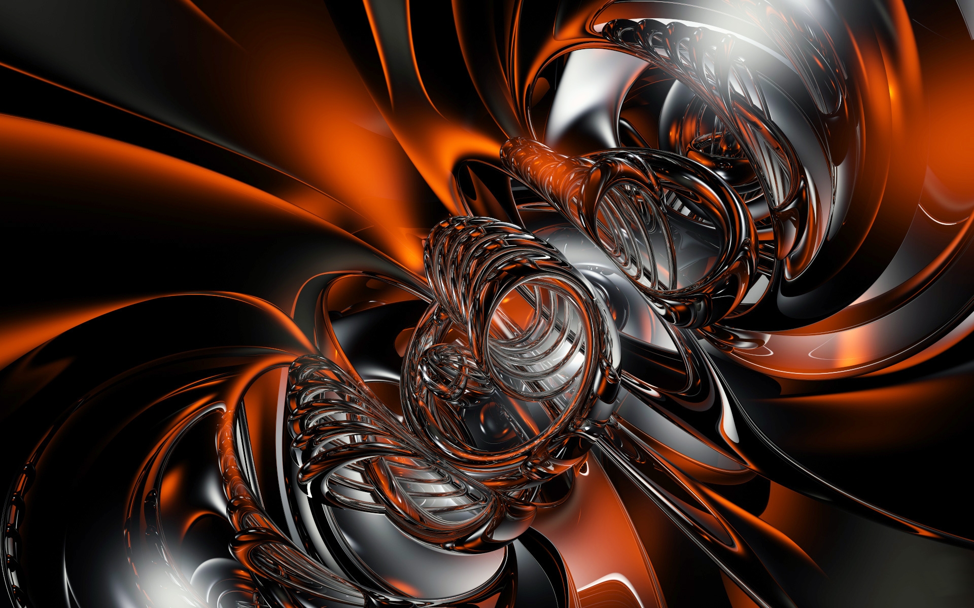 Download mobile wallpaper Abstract, Fractal, Silver, Swirl, Orange (Color) for free.
