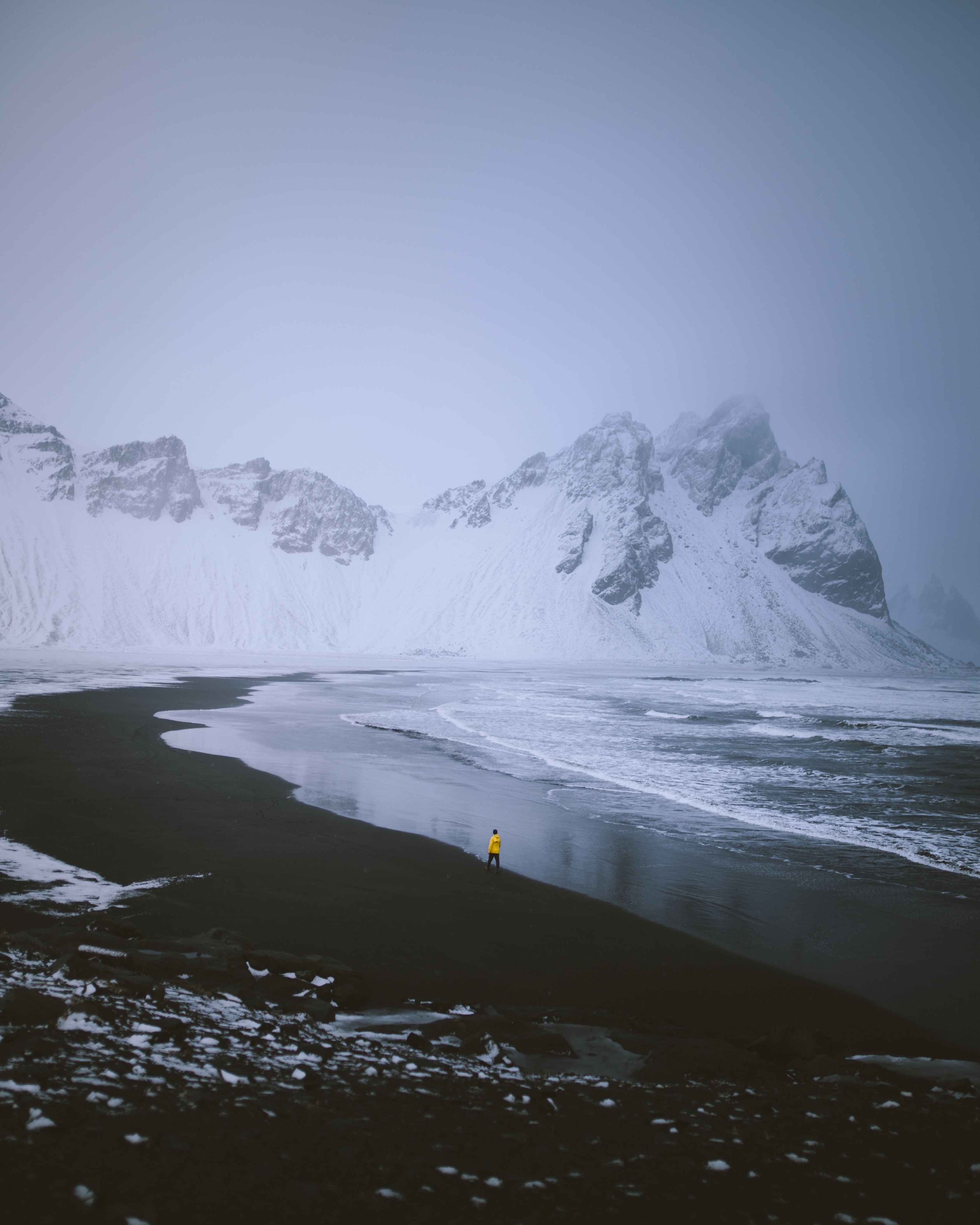 1920x1080 Background iceland, loneliness, nature, snow, coast, glacier